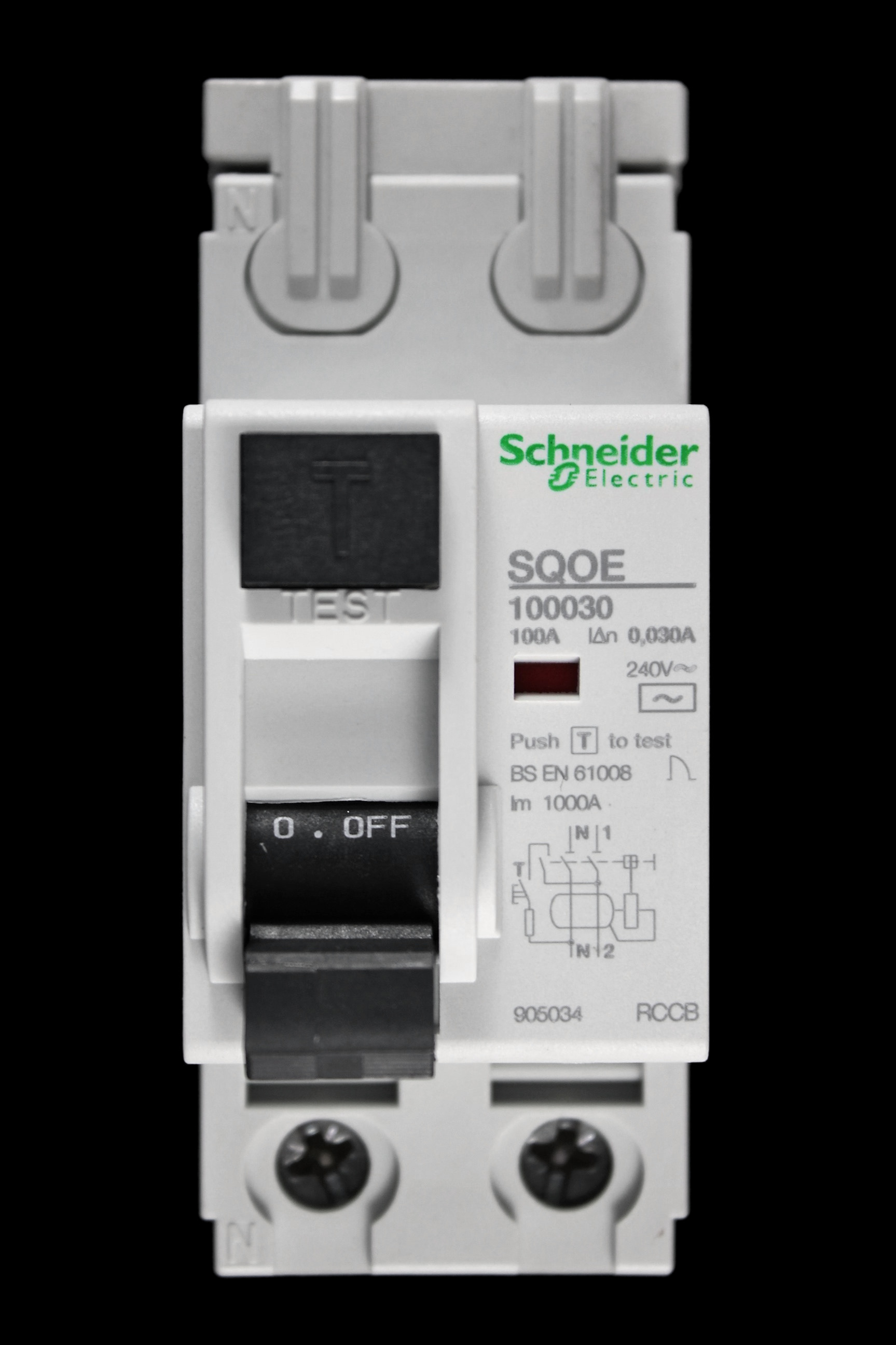 SCHNEIDER 100 AMP 30mA DOUBLE POLE RCCB RCD TYPE AC SQOE 100030
