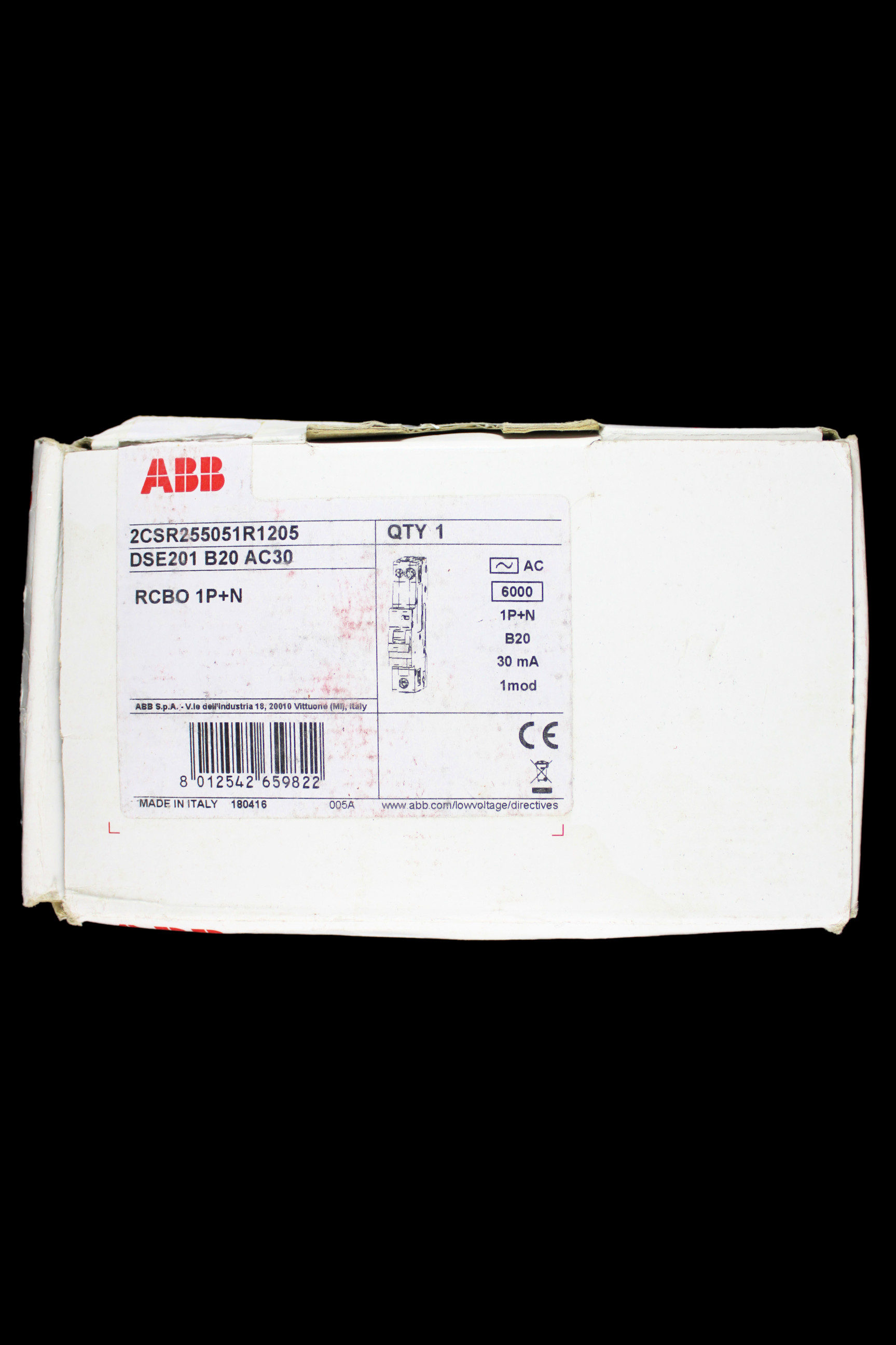 ABB 20 AMP CURVE B 6kA 30mA RCBO TYPE AC DSE201 2CSR255051R1205