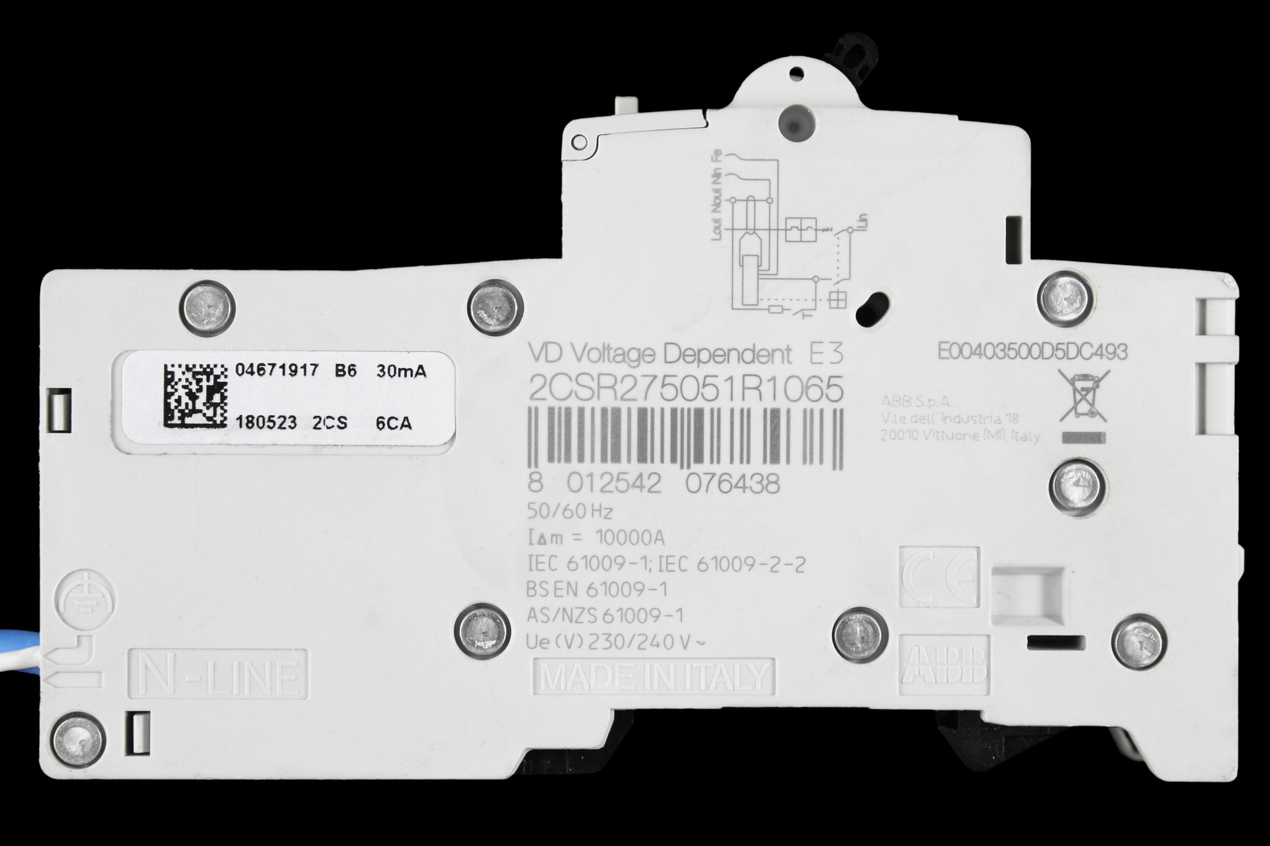 ABB 6 AMP CURVE B 10kA 30mA RCBO TYPE AC DSE201 M 2CSR275051R1065