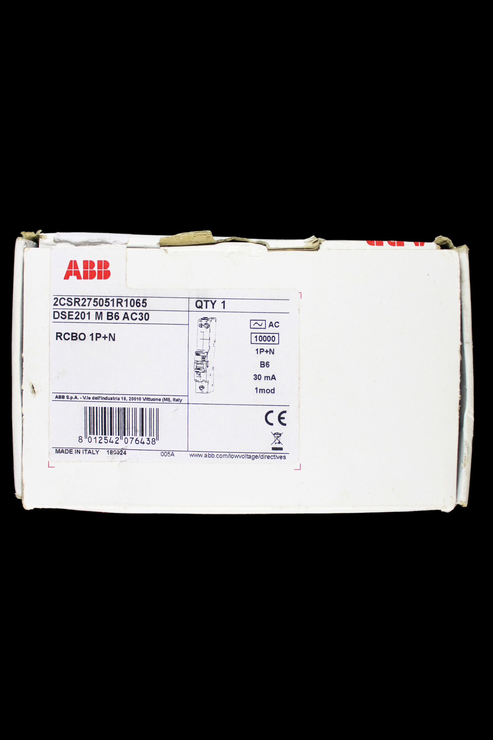ABB 6 AMP CURVE B 10kA 30mA RCBO TYPE AC DSE201 M 2CSR275051R1065