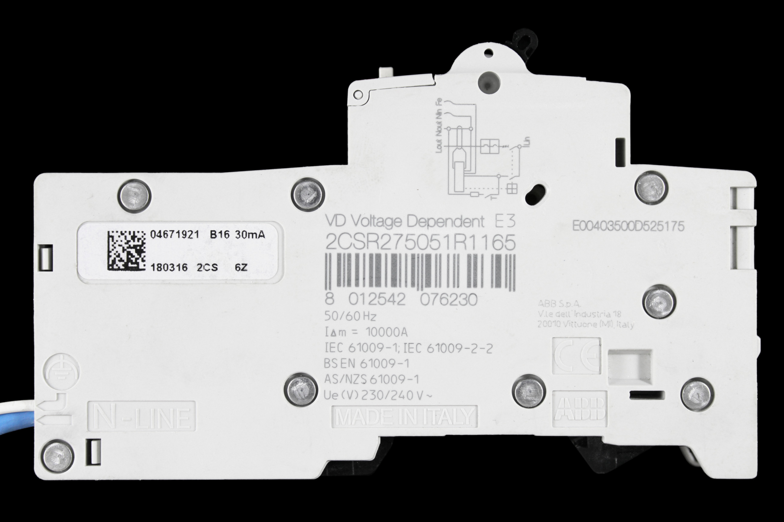ABB 16 AMP CURVE B 10kA 30mA RCBO TYPE AC 2CSR275051R1165 DSE201 M