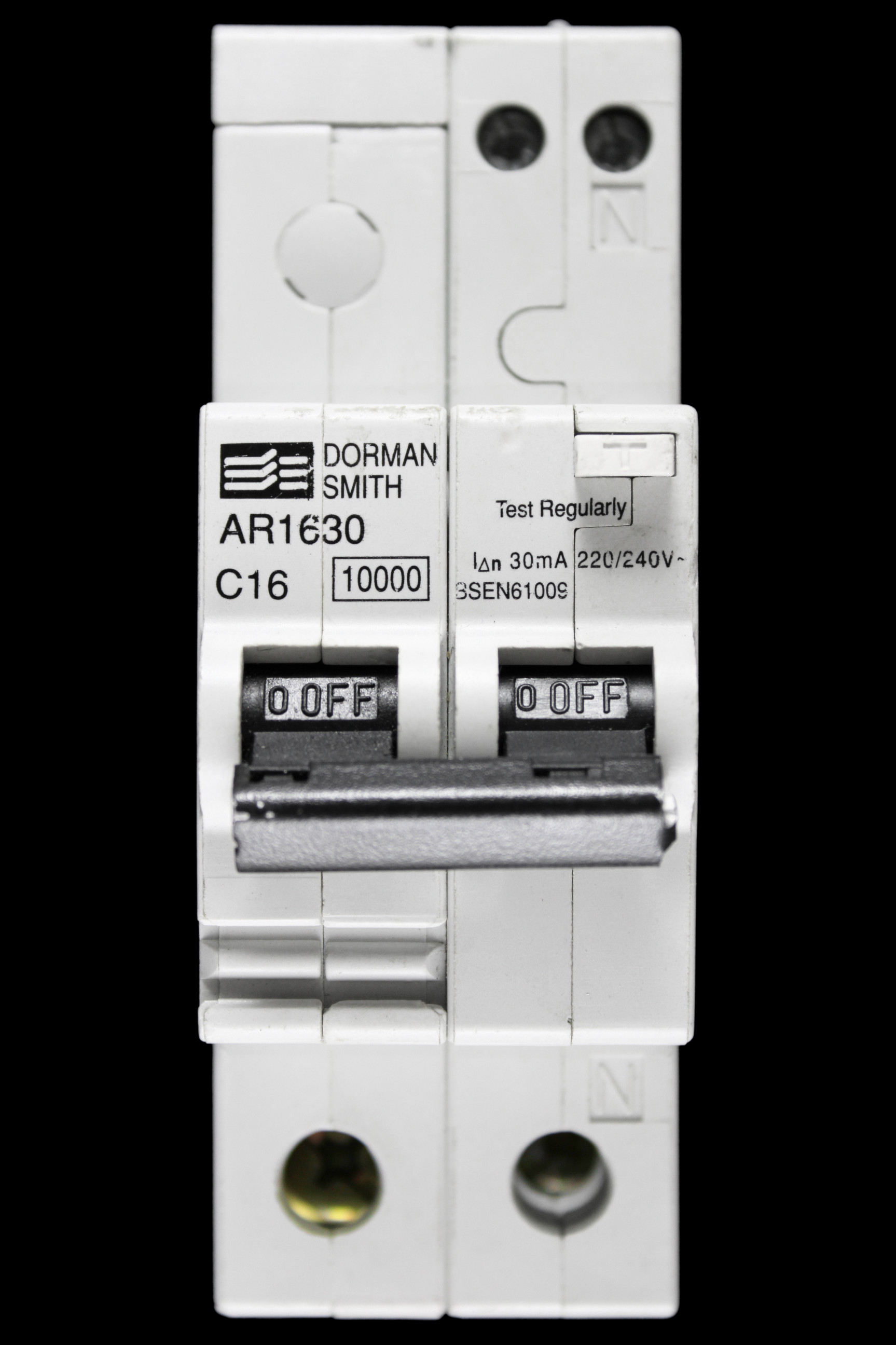 DORMAN SMITH 16 AMP CURVE C 10kA 30mA DOUBLE POLE RCBO AR1630