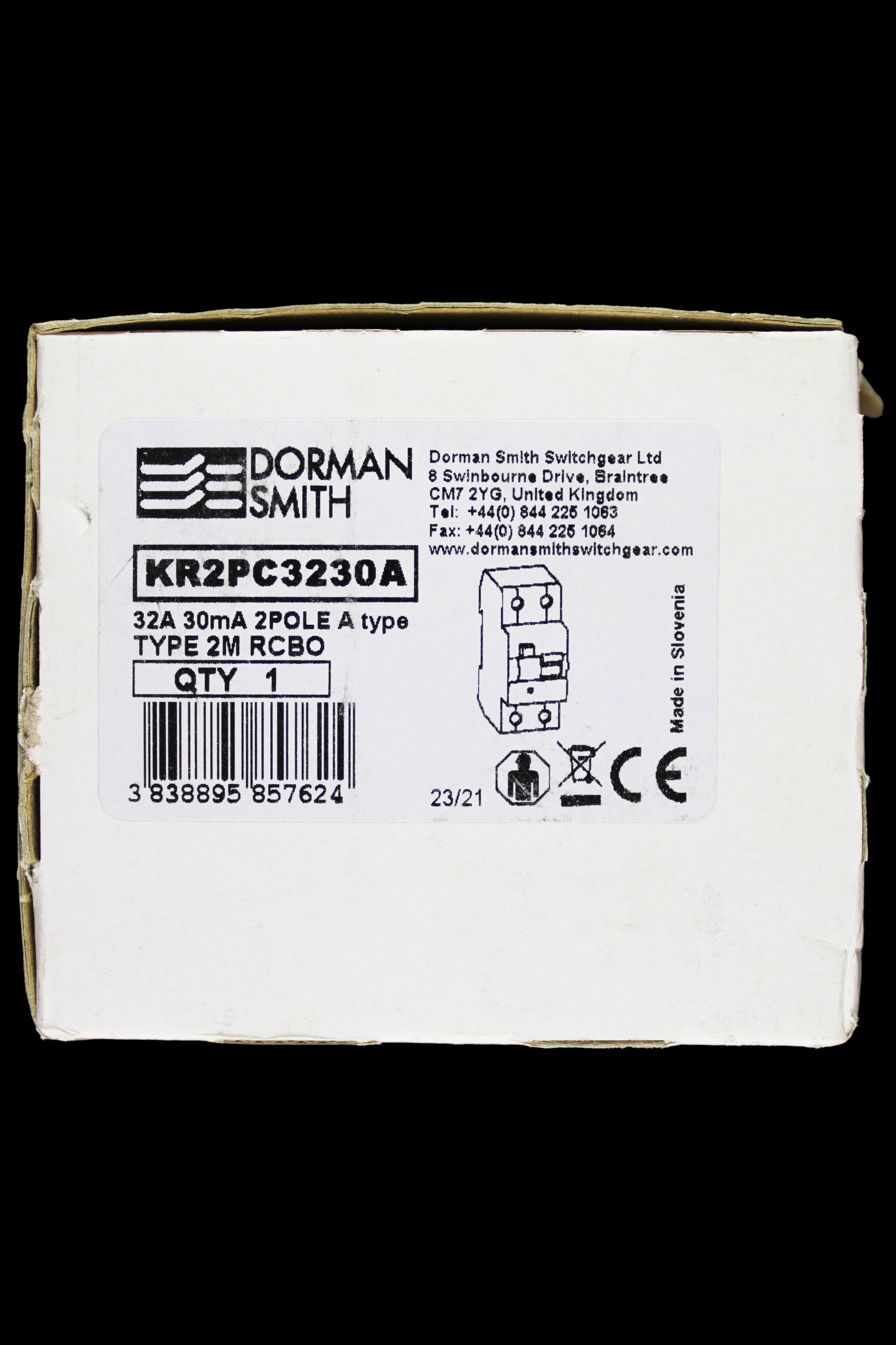 DORMAN SMITH 32 AMP CURVE C 10kA 30mA DOUBLE POLE RCBO TYPE A KR2PC3230A