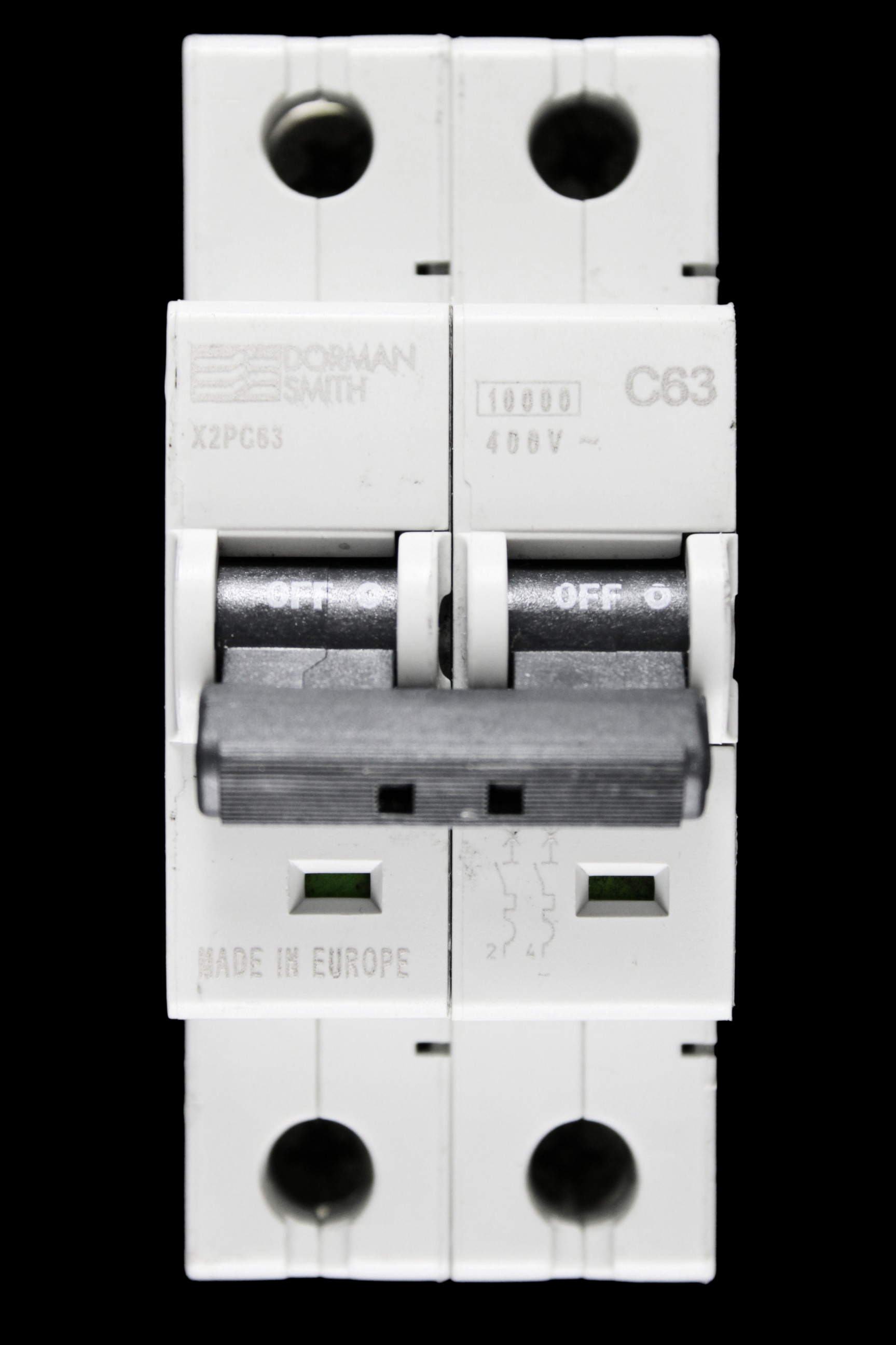 DORMAN SMITH 63 AMP CURVE C 10kA DOUBLE POLE MCB CIRCUIT BREAKER X2PC63
