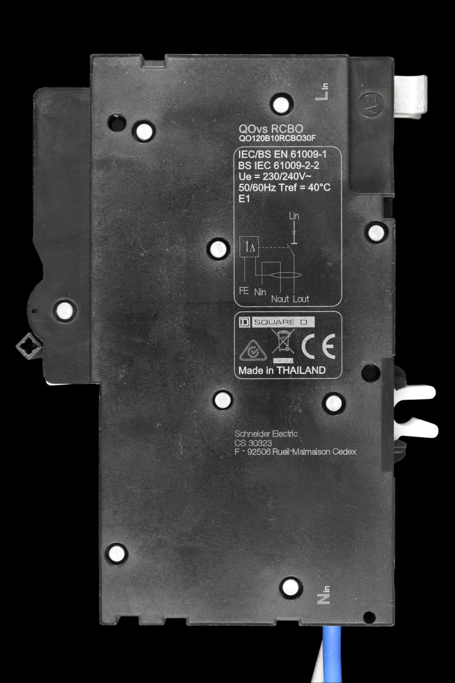 SCHNEIDER 20 AMP CURVE B 10kA 30mA RCBO TYPE AC QO120B10RCBO30F QOVS