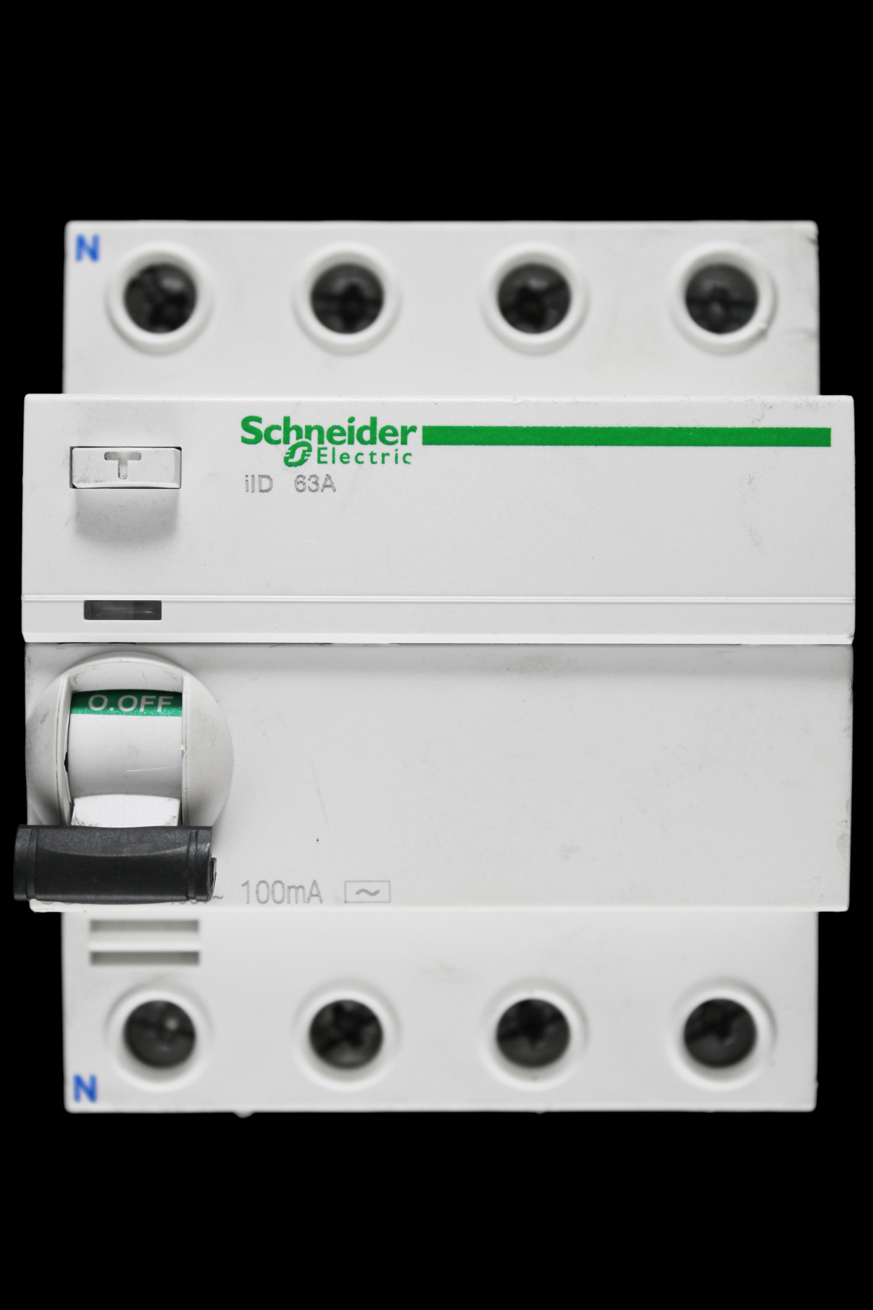 SCHNEIDER 63 AMP 100mA FOUR POLE RCD TYPE AC iID A9R12463