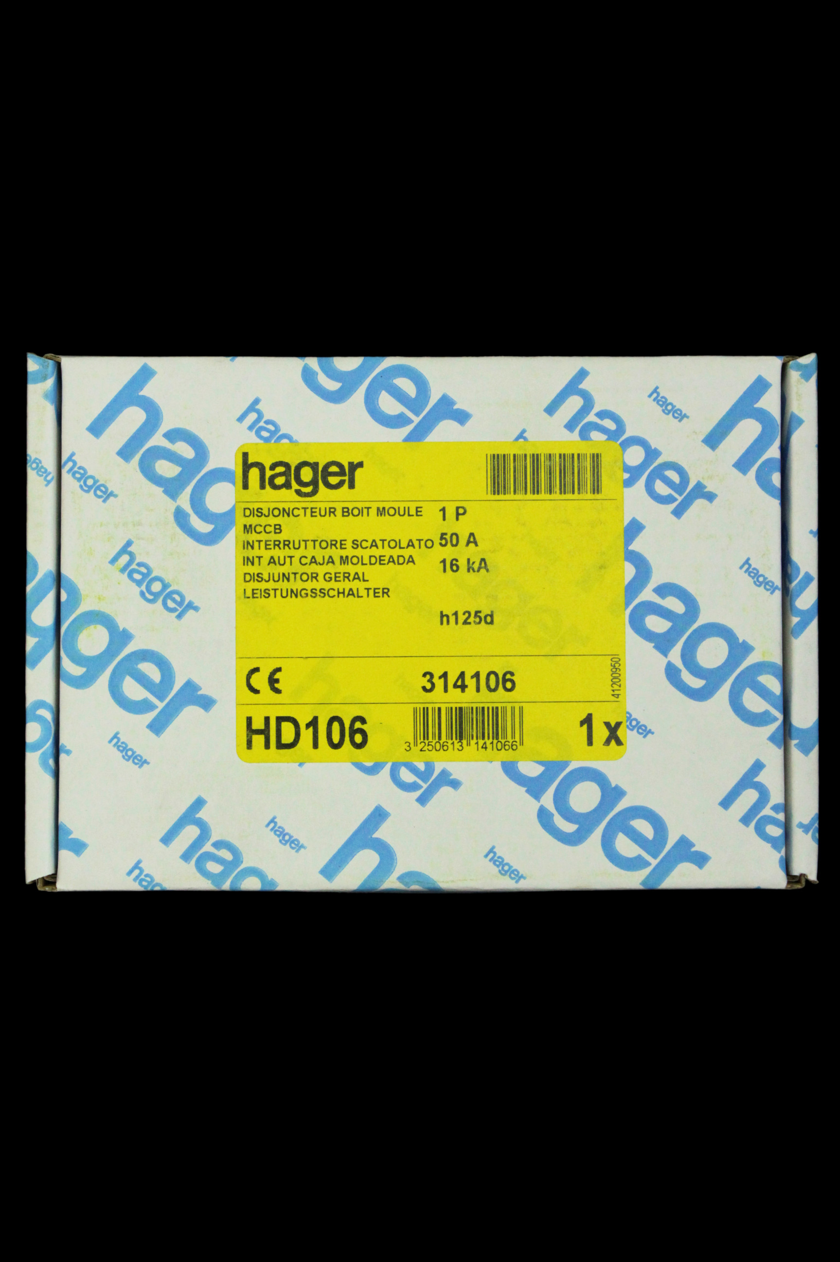 HAGER 50 AMP 16kA MCCB H125D HD106 314106