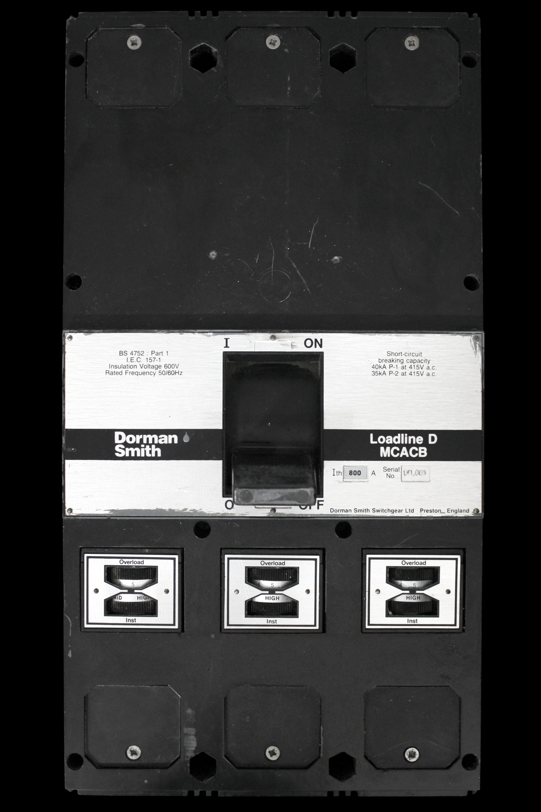 DORMAN 800 MCCB TRIPLE POLE 35kA LOADLINE TYPE D LLBD800