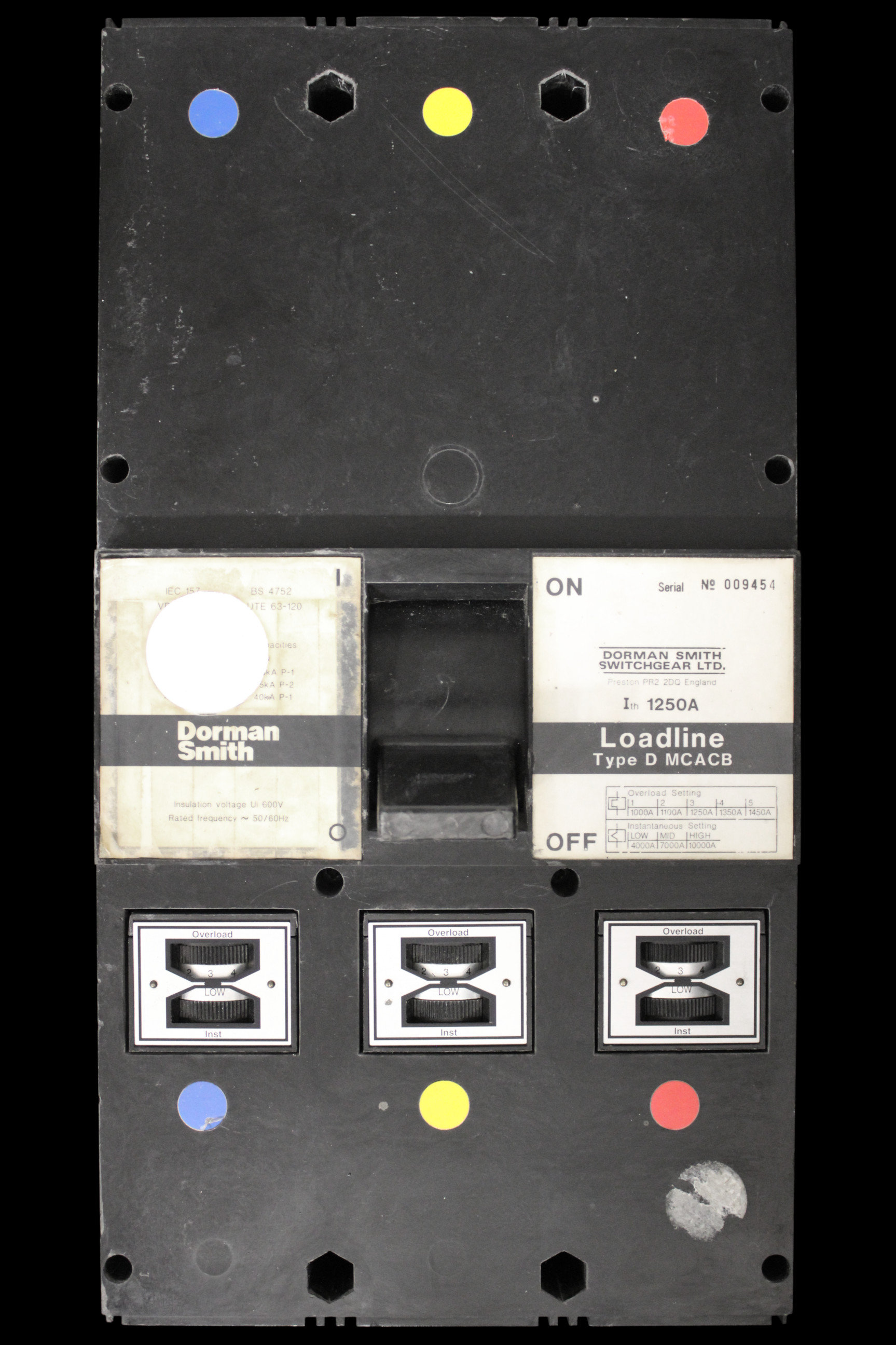 DORMAN 1250 MCCB TRIPLE POLE 35kA LOADLINE TYPE D LLBD1250