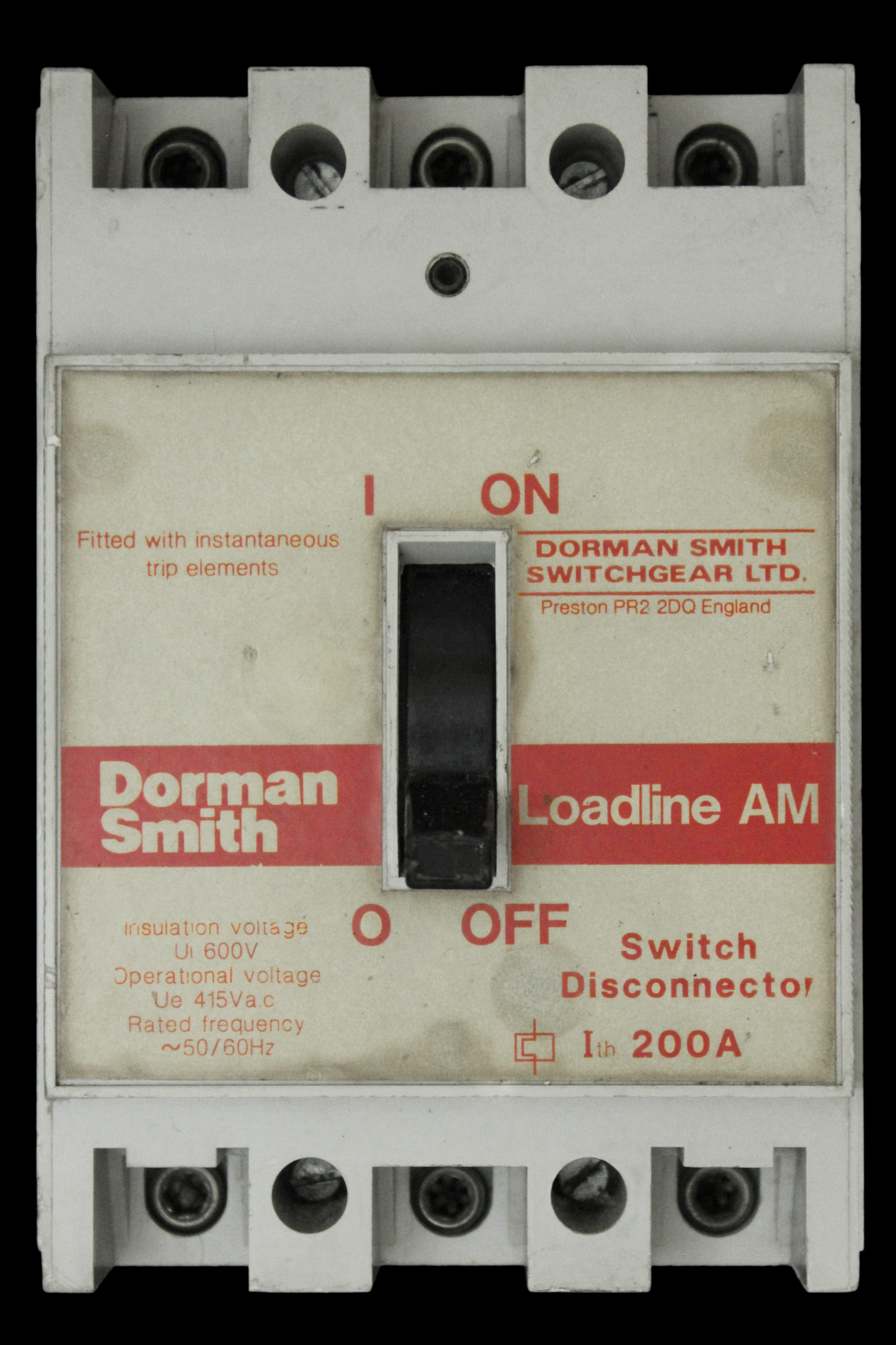 DORMAN SMITH 200 AMP TRIPLE POLE MAIN SWITCH DISCONNECTOR LOADLINE AM