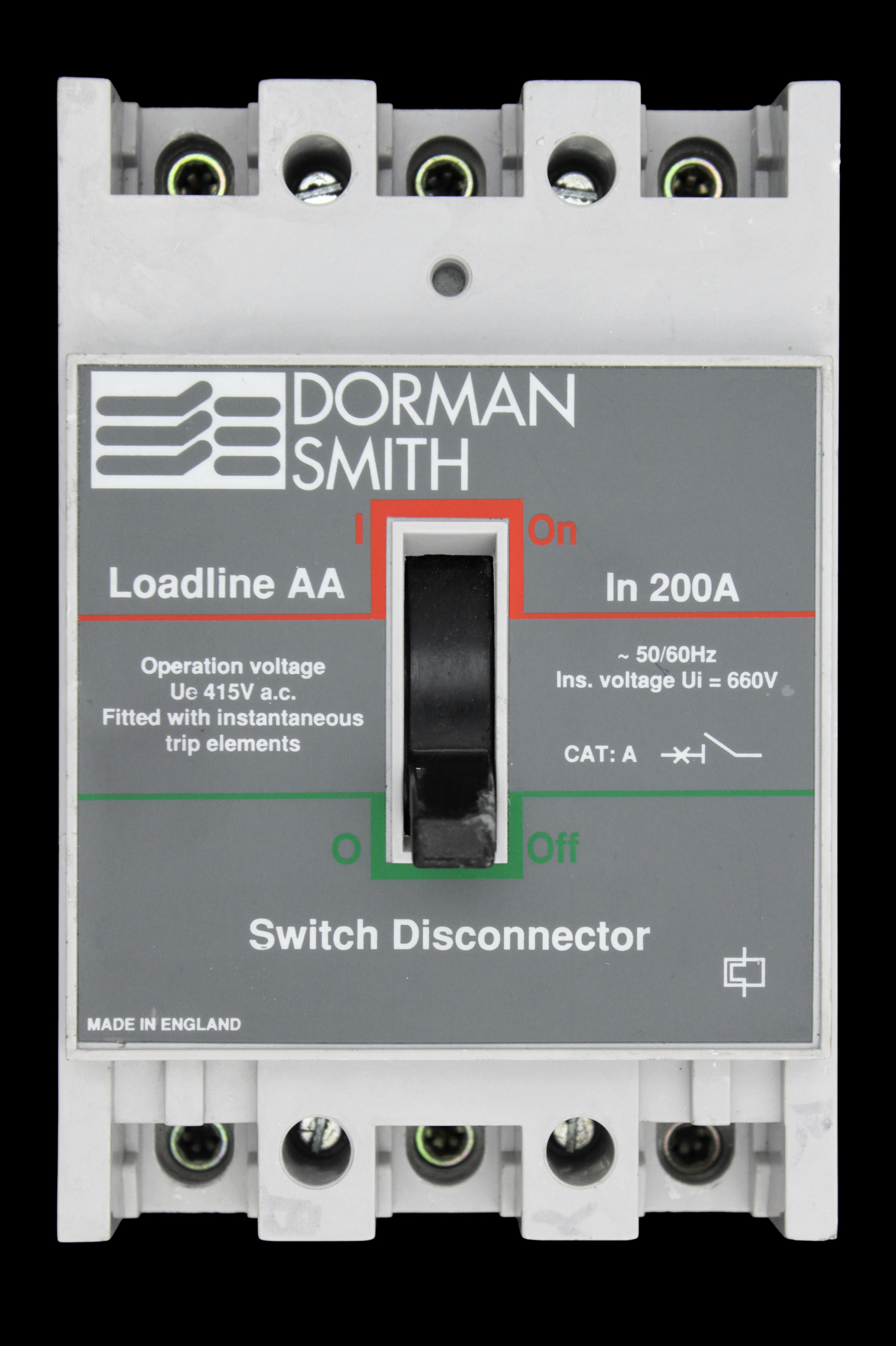 DORMAN SMITH 200 AMP TRIPLE POLE SWITCH DISCONNECTOR MCCB LOADLINE AA
