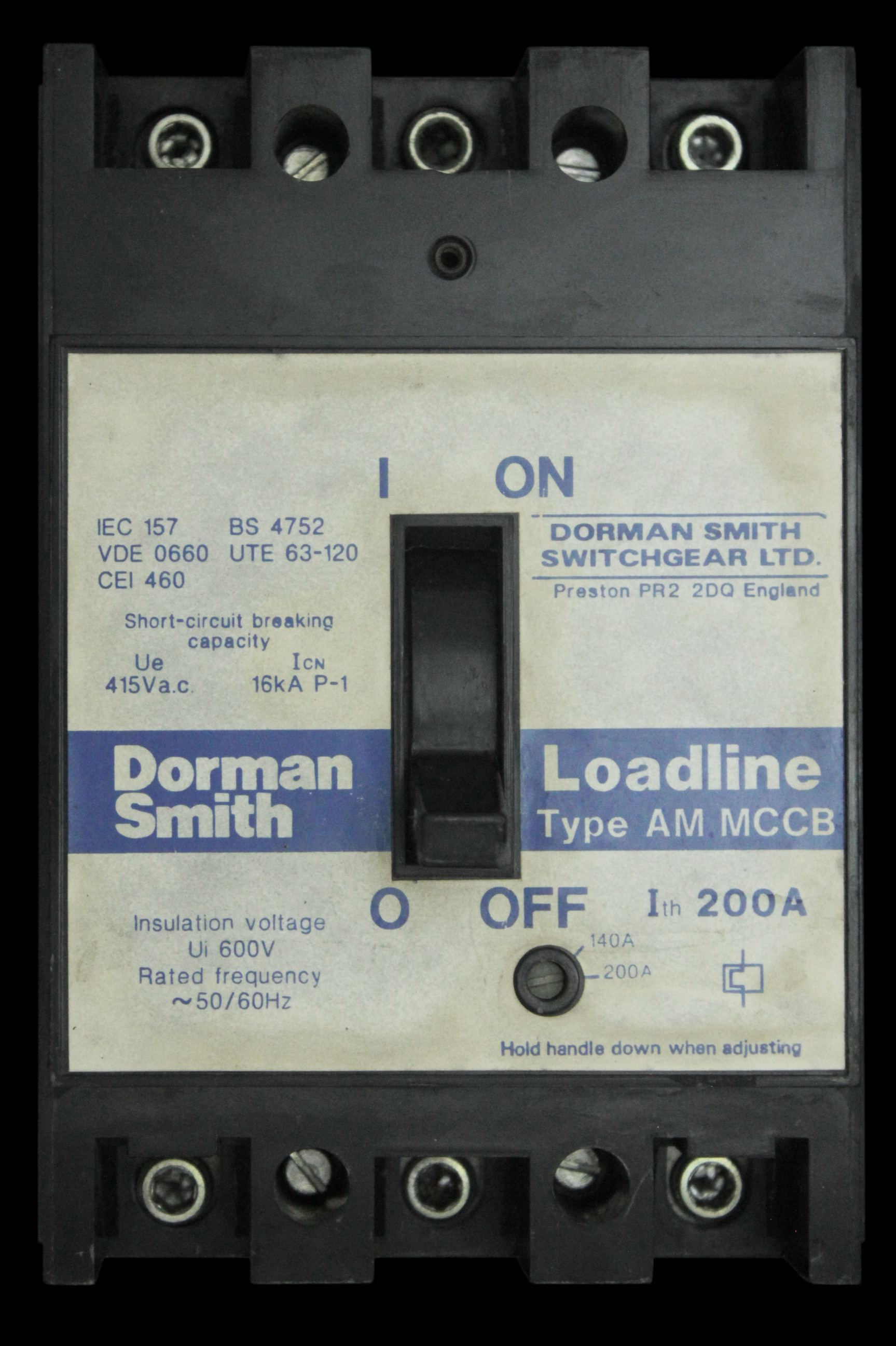 DORMAN 200 AMP 16kA TRIPLE POLE MCCB LOADLINE AM