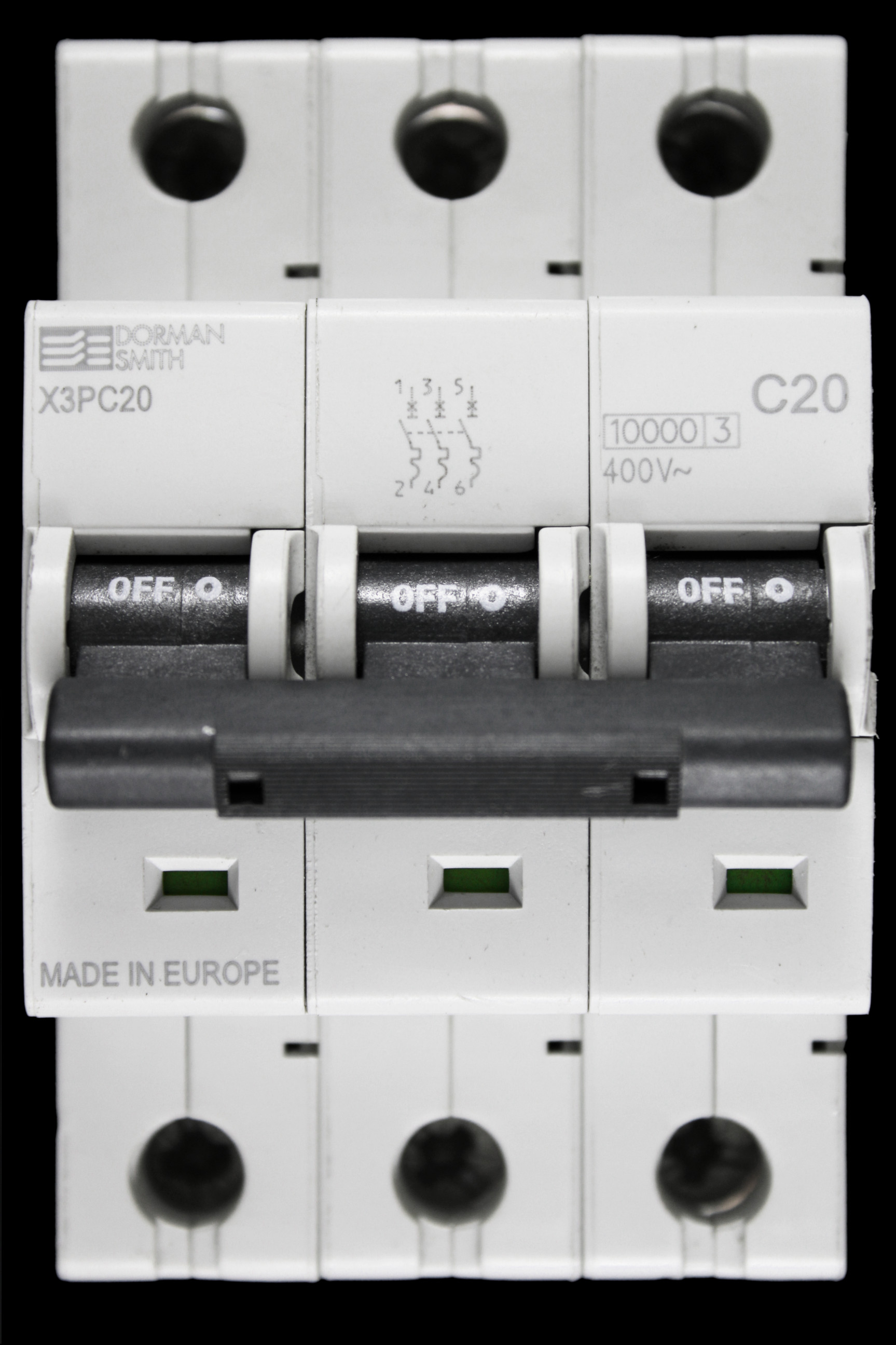 DORMAN 20 AMP CURVE C 10kA TRIPLE POLE MCB CIRCUIT BREAKER X3PC20