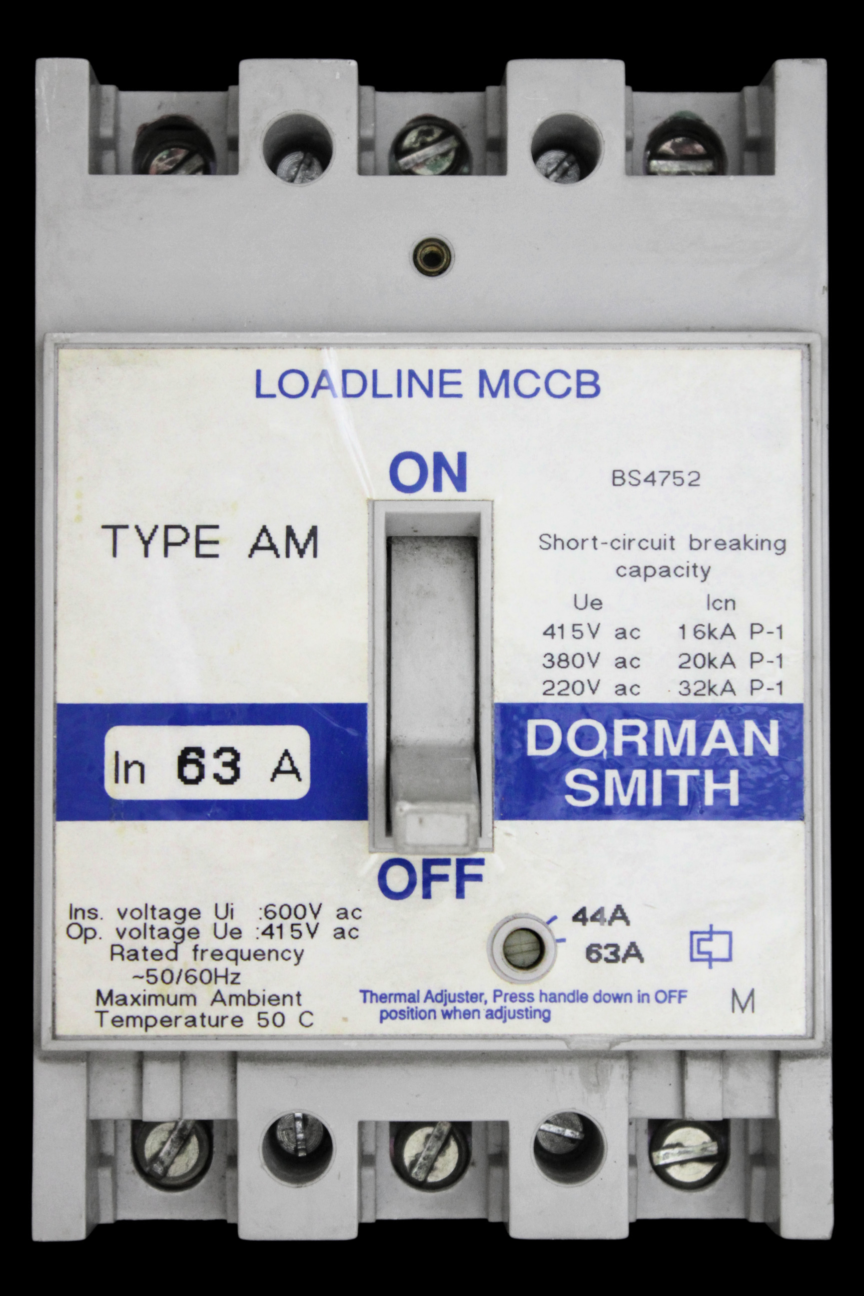 DORMAN 63 AMP 16kA TRIPLE POLE MCCB LOADLINE AM