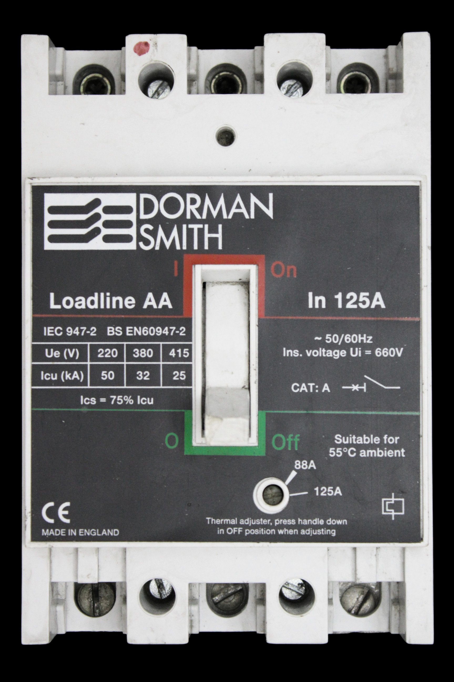 DORMAN SMITH 125 AMP 25kA TRIPLE POLE MCCB LOADLINE AA LLBAAT125