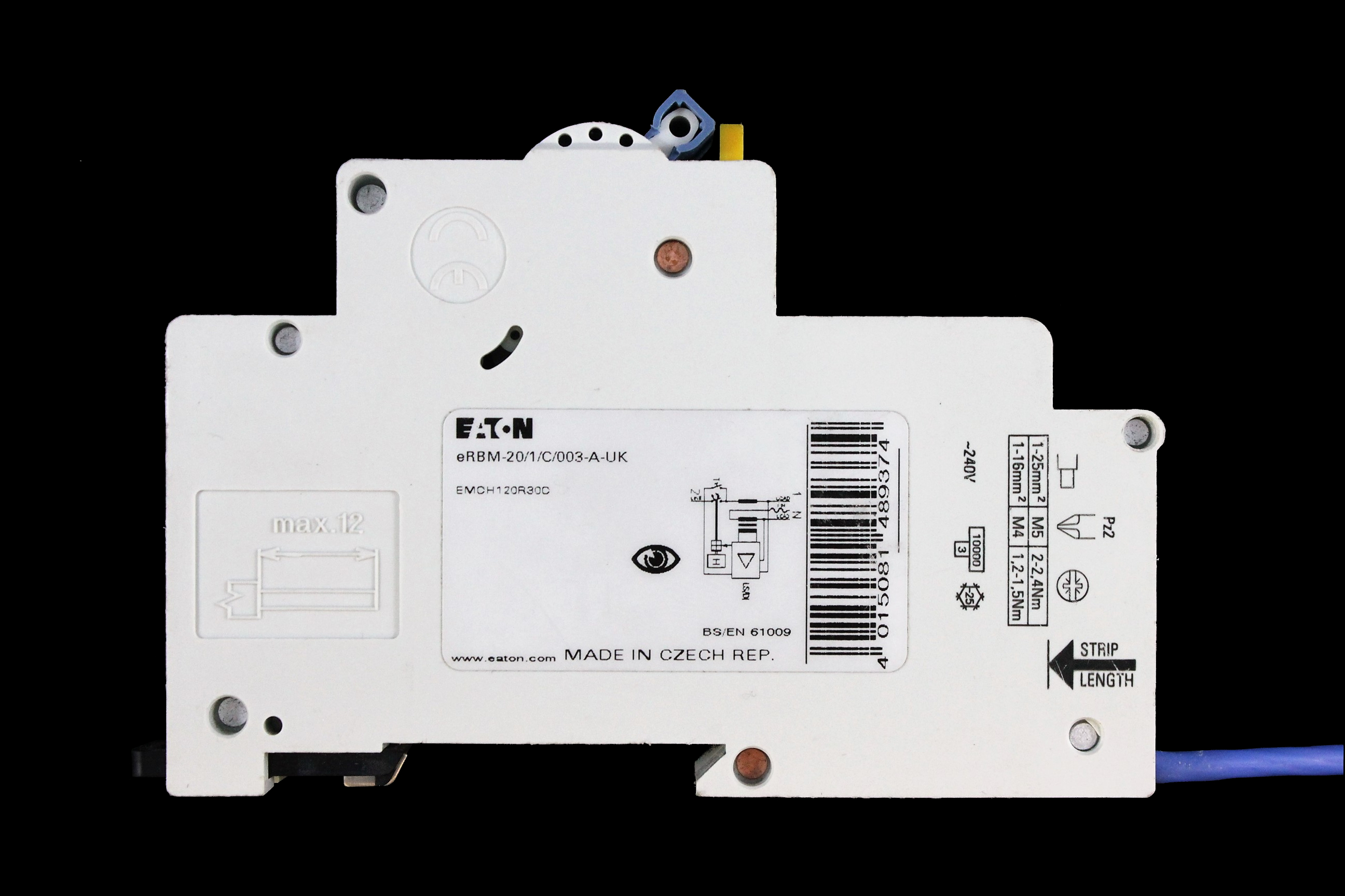 EATON 20 AMP CURVE C 10kA 30mA RCBO TYPE A eRBM-20/1/C/003-A EMCH120R30C