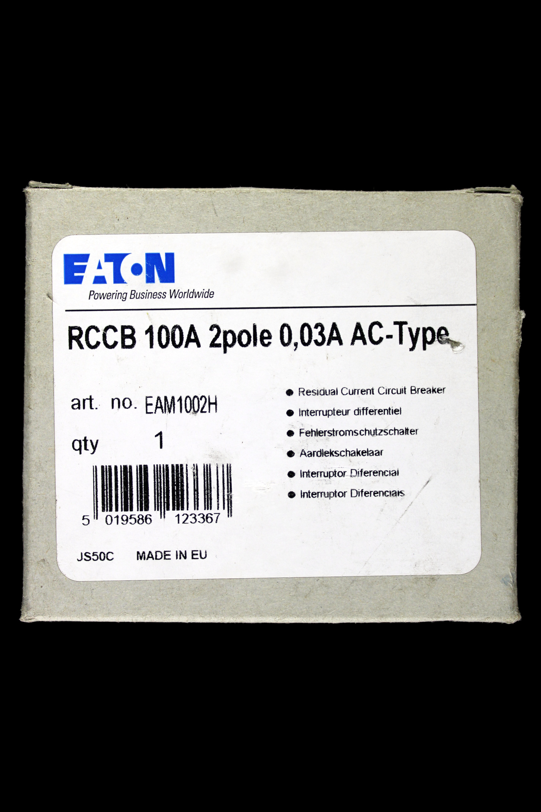 EATON 100 AMP 30mA DOUBLE POLE RCD TYPE AC EAM1002H