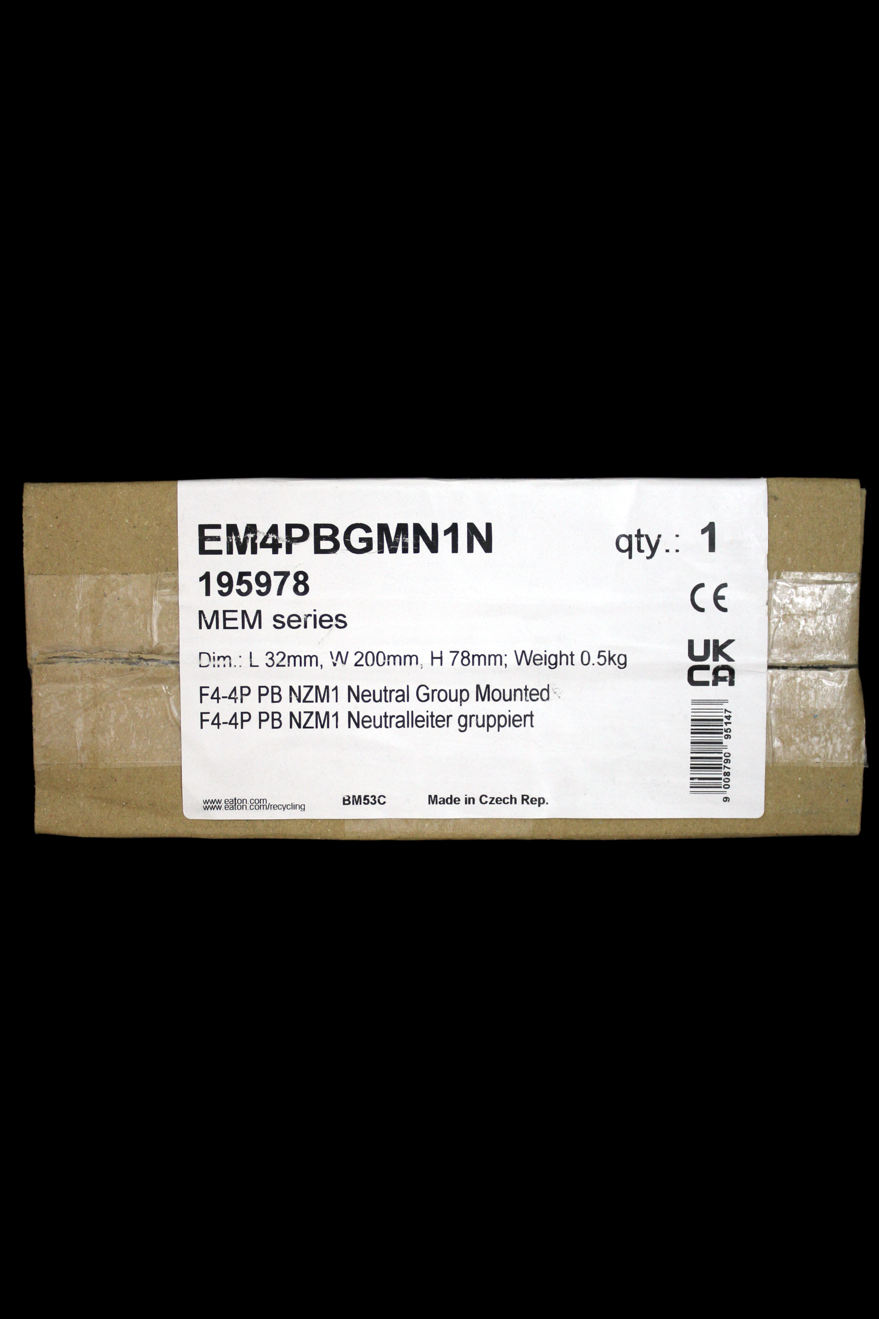 EATON NEUTRAL GROUP MOUNTED EM4PBGMN1N 195978 NZM3