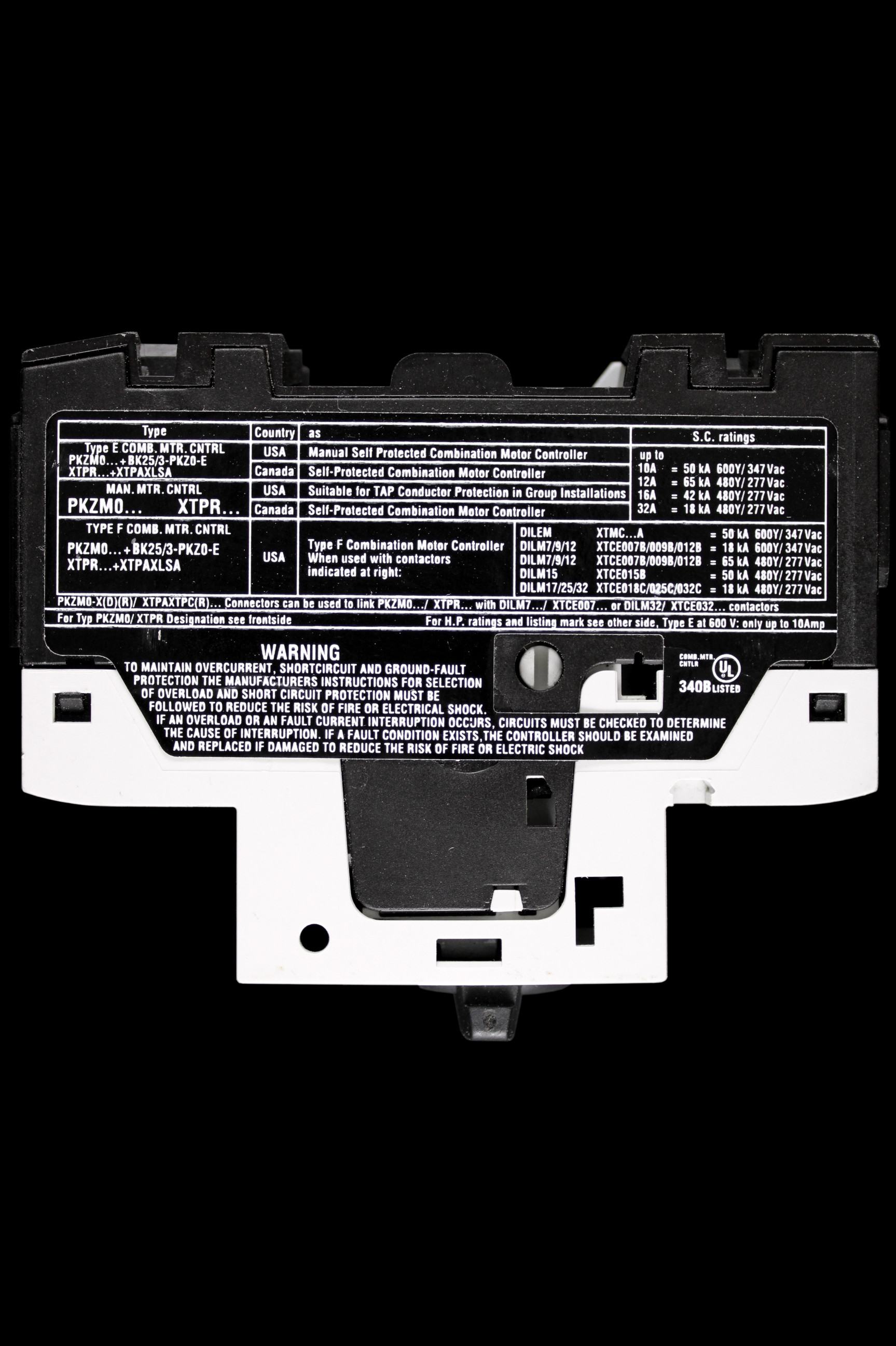 EATON 10 - 16 AMP MOTOR PROTECTIVE CIRCUIT BREAKER XTPR016BC1 PKZM0-16