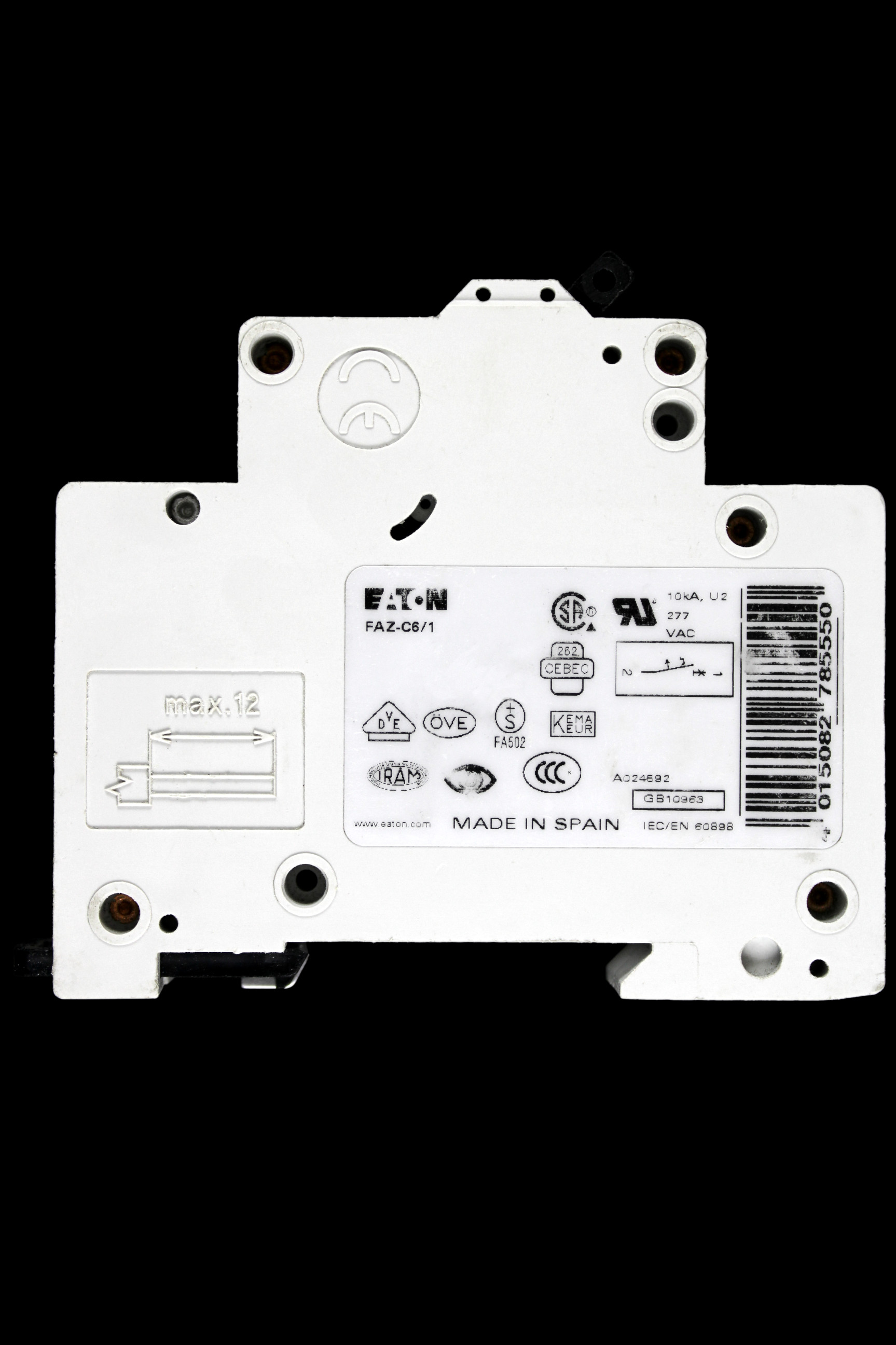 EATON 6 AMP CURVE C 15kA MCB CIRCUIT BREAKER FAZ-C6/1 278555