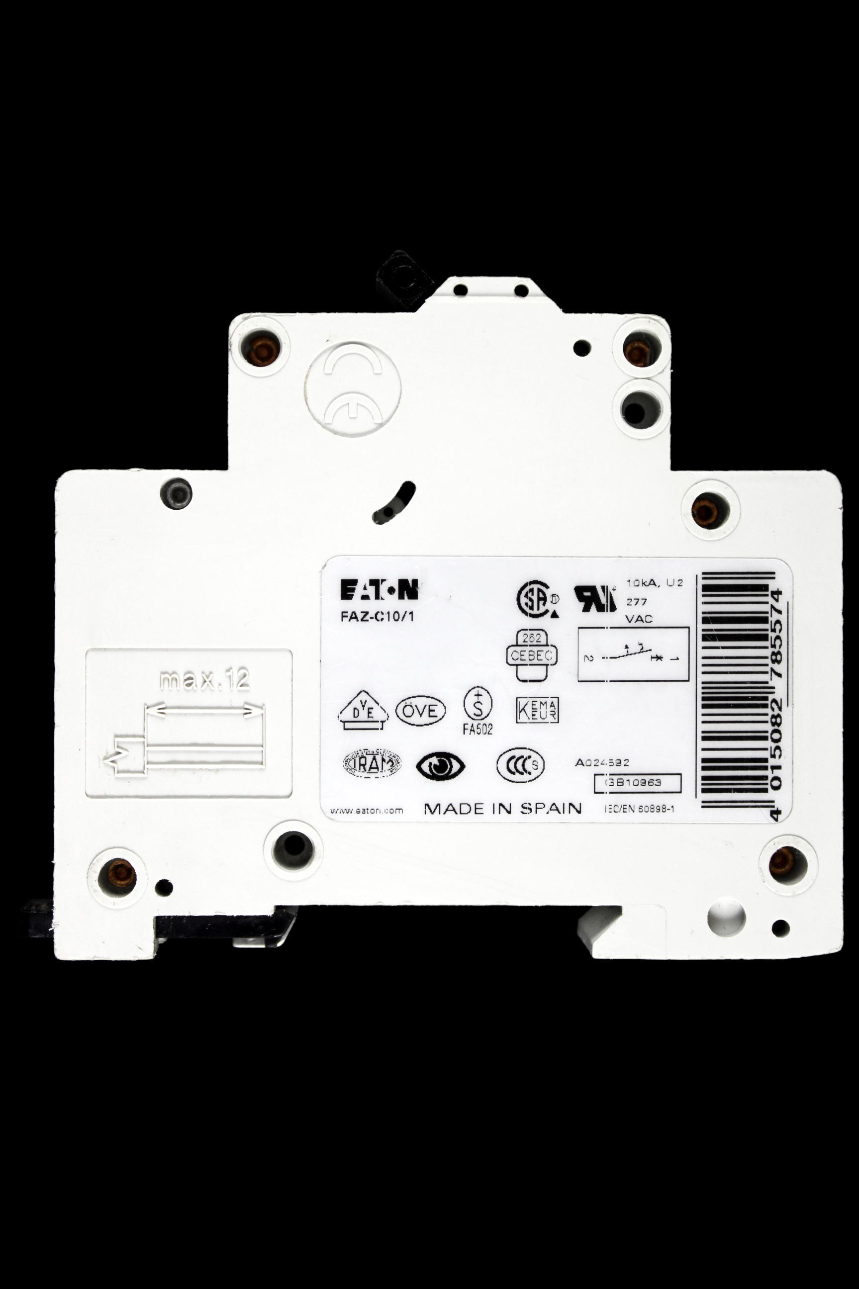 EATON 10 AMP CURVE C 10kA MCB CIRCUIT BREAKER FAZ-C10/1 278557