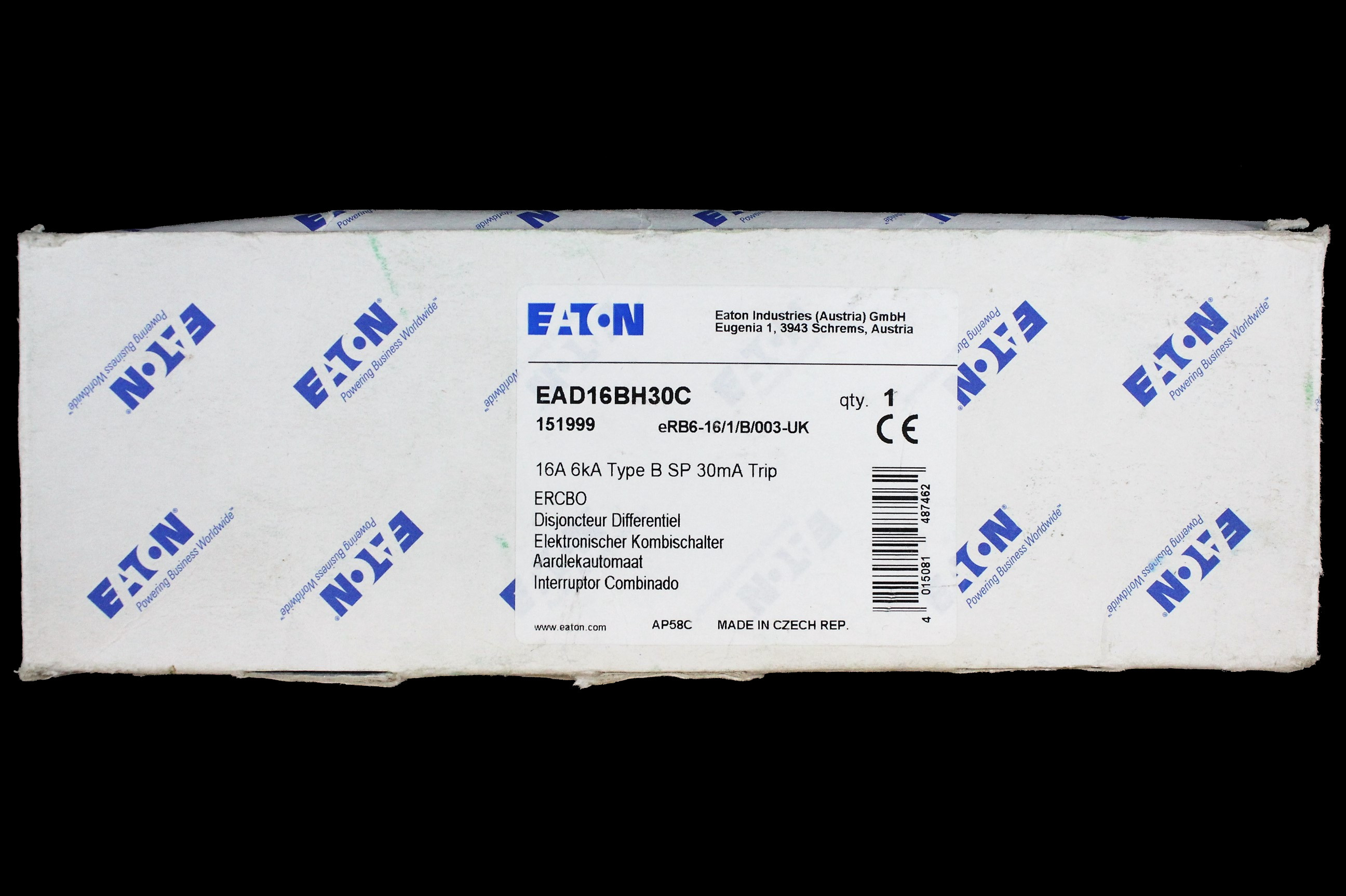 EATON 16 AMP CURVE B 6kA 30mA RCBO TYPE AC ERB6-16/1/B/003 EAD16BH30C
