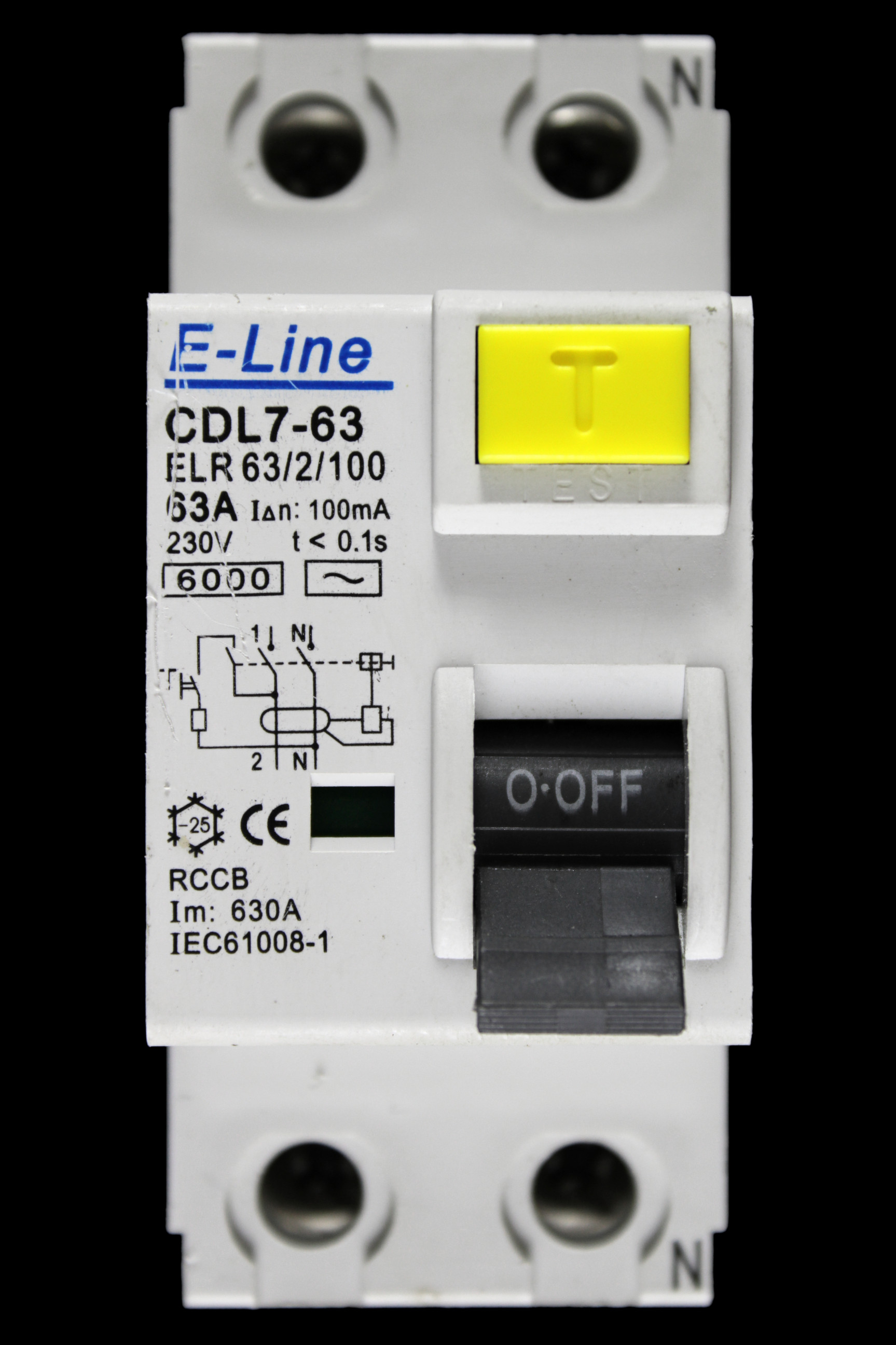 E-LINE 63 RCCB DOUBLE POLE 100mA TYPE AC CDL7-63 ELR 63/2/100