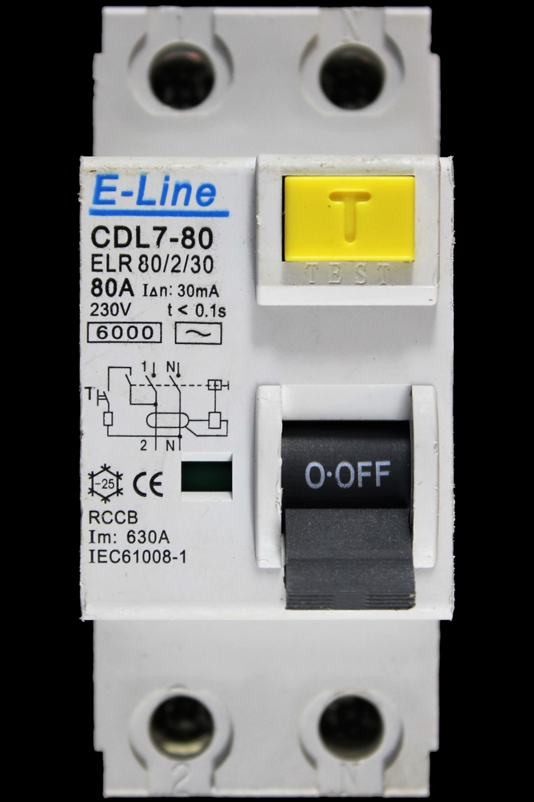 E-LINE 80 RCCB DOUBLE POLE 30mA TYPE AC CDL7-80 ELR 80/2/30