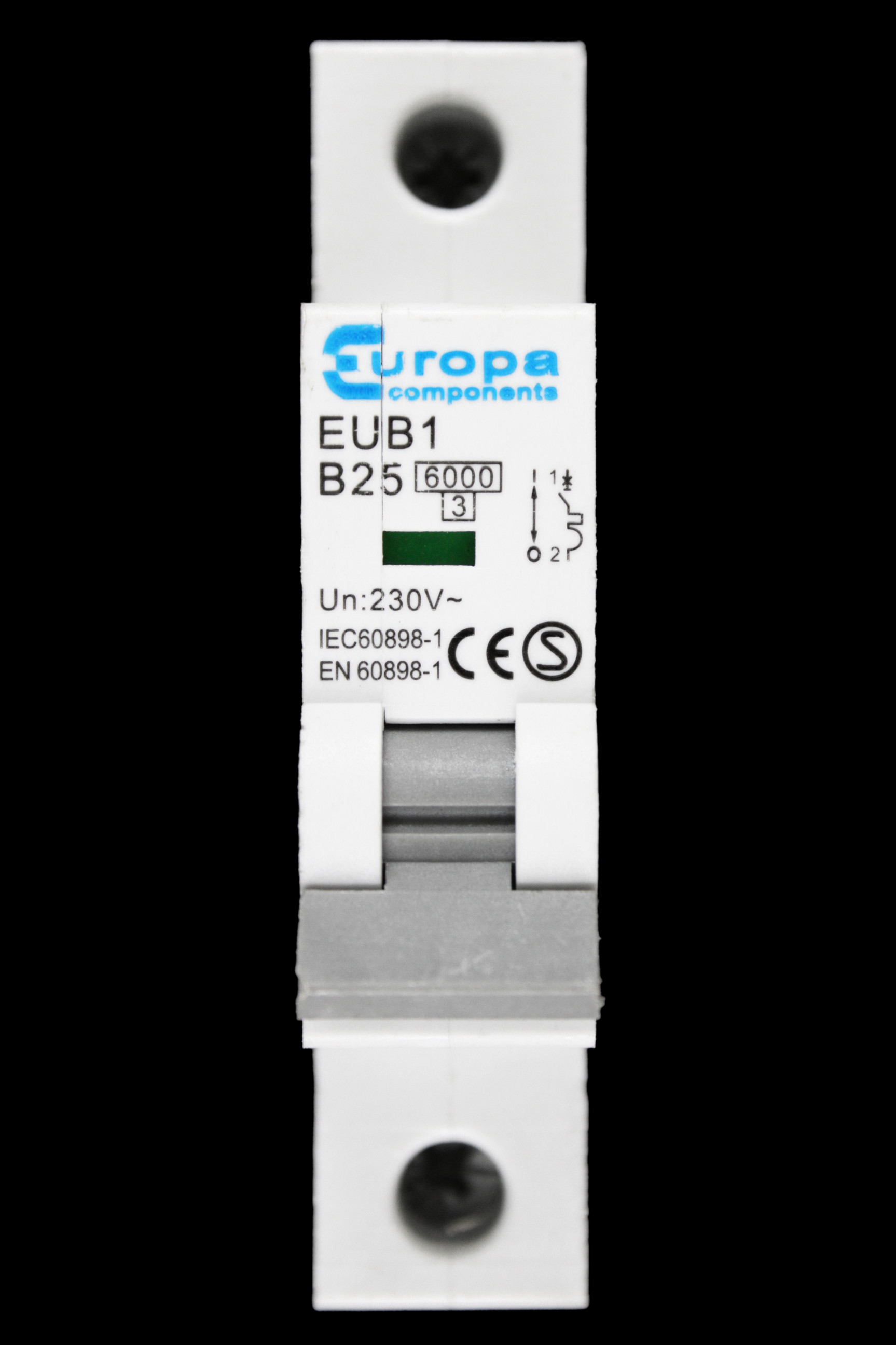 EUROPA 25 AMP CURVE B 6kA MCB CIRCUIT BREAKER EUB1