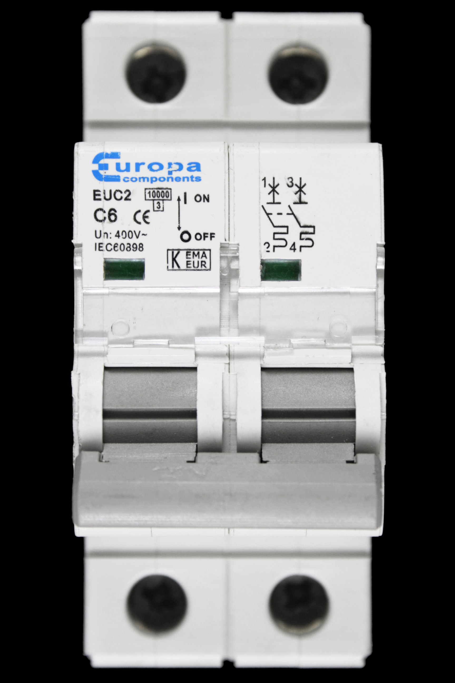 EUROPA 6 AMP CURVE C 10kA DOUBLE POLE MCB CIRCUIT BREAKER EUC2