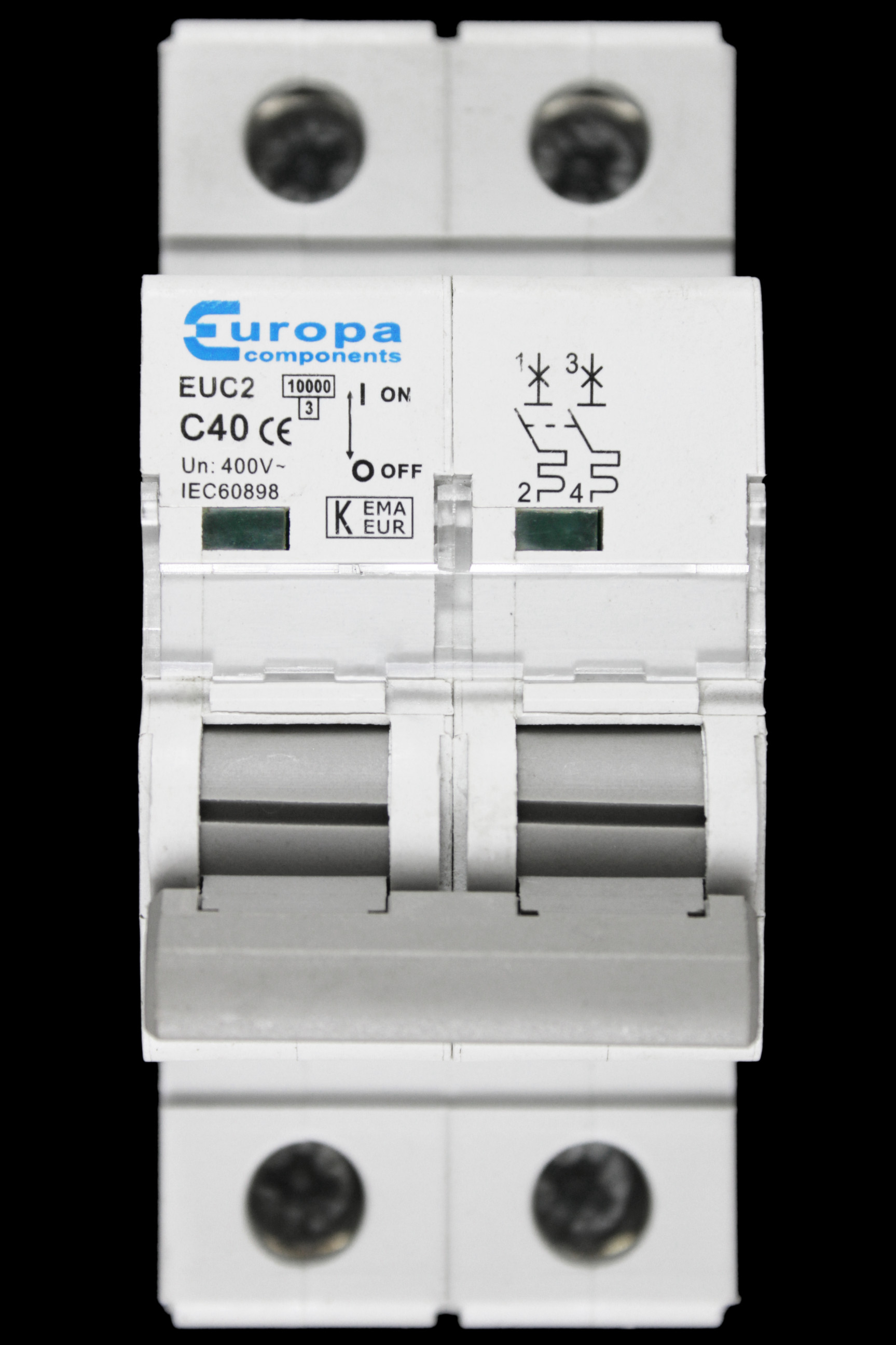EUROPA 40 AMP CURVE C 10kA DOUBLE POLE MCB CIRCUIT BREAKER EUC2
