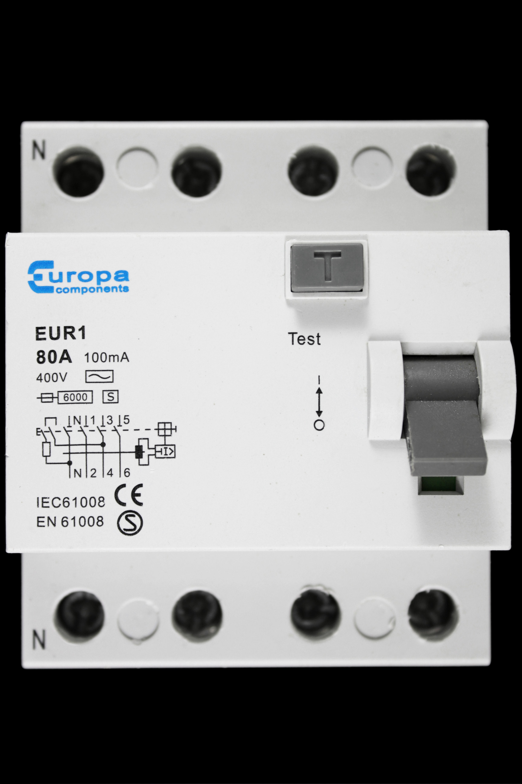 EUROPA 80 AMP 100mA FOUR POLE RCD TYPE AC EUR1