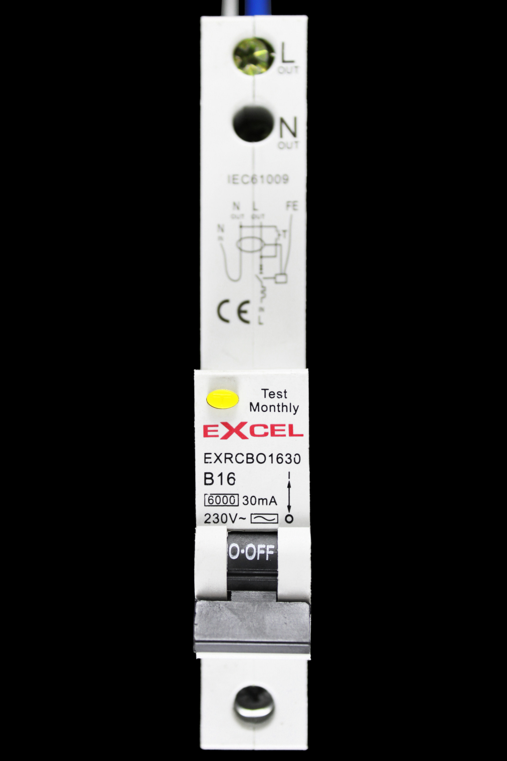 EXCEL 16 AMP CURVE B 6kA 30mA RCBO TYPE AC EXRCBO1630
