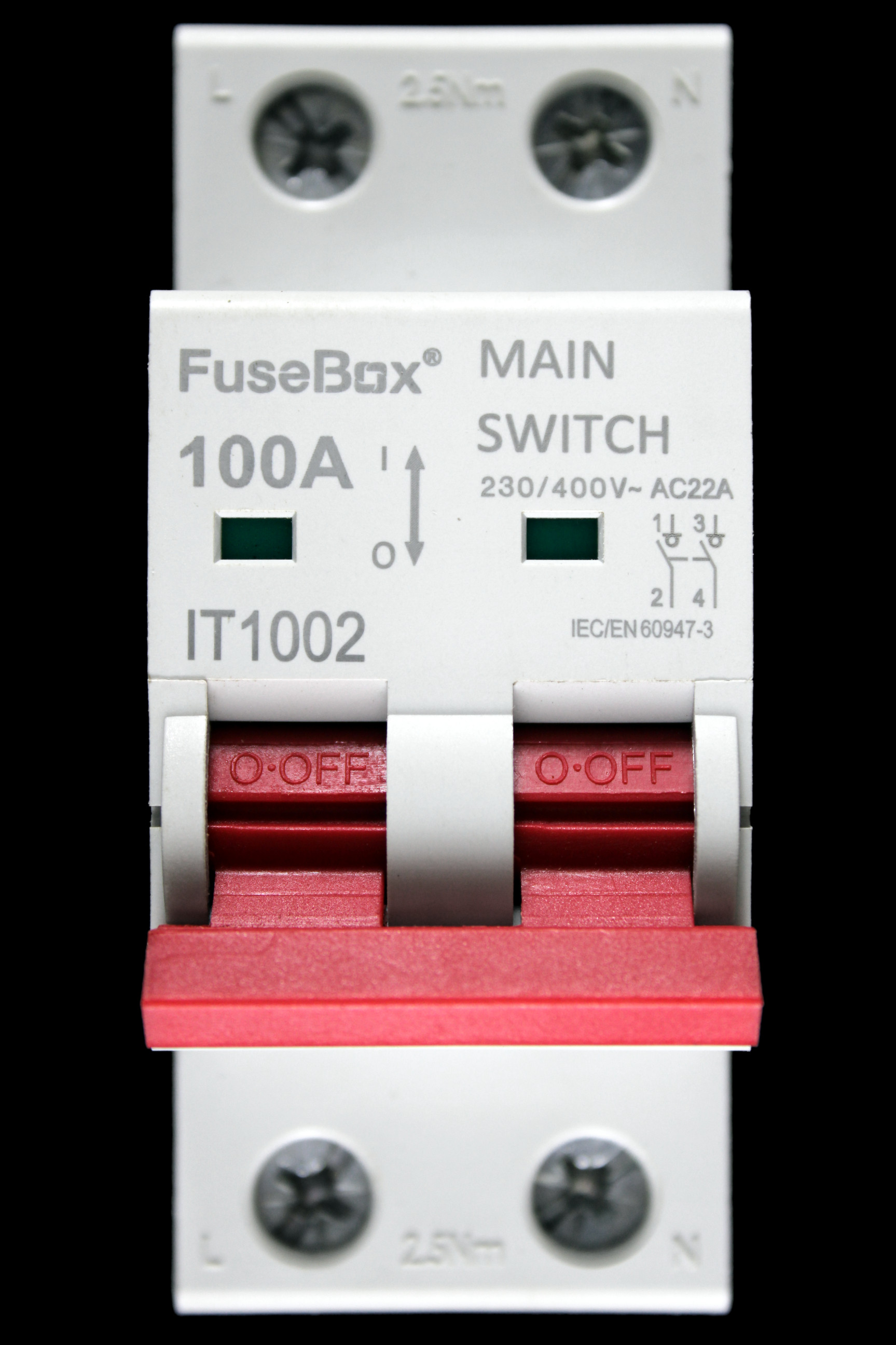 FUSEBOX 100 MAIN SWITCH DISCONNECTOR DOUBLE POLE IT1002 AC22A