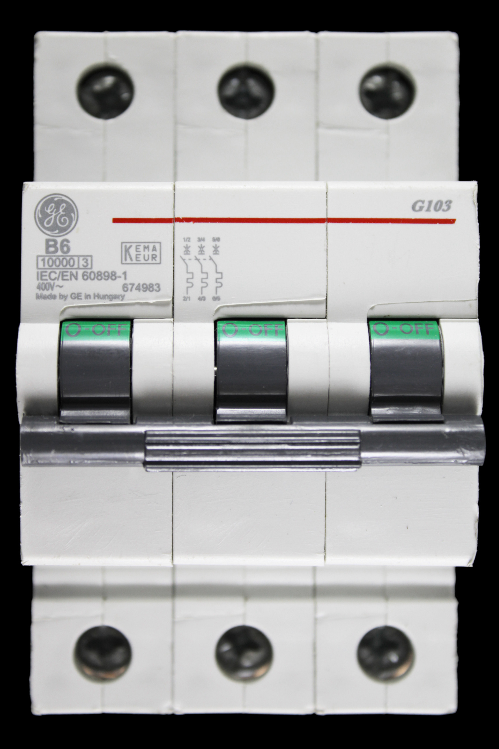GENERAL ELECTRIC 6 AMP CURVE B 10kA TRIPLE POLE MCB CIRCUIT BREAKER 674983 G103