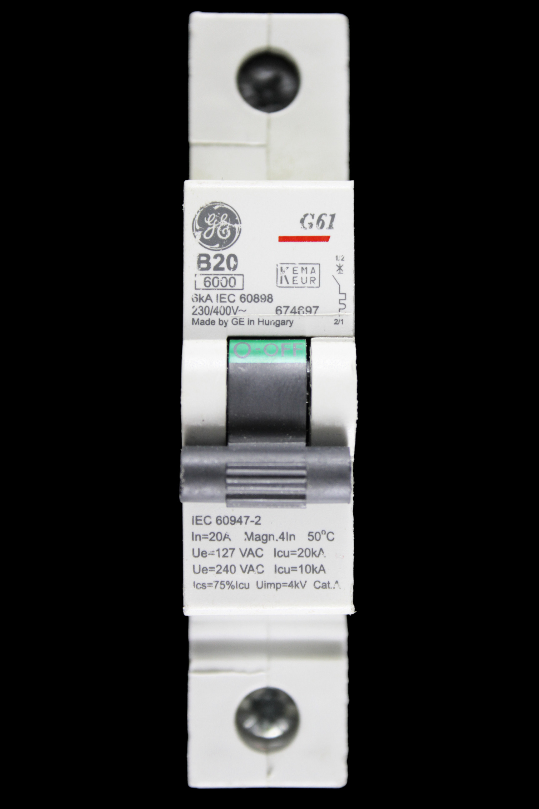GENERAL ELECTRIC 20 AMP CURVE B 6kA MCB CIRCUIT BREAKER 674697 G61