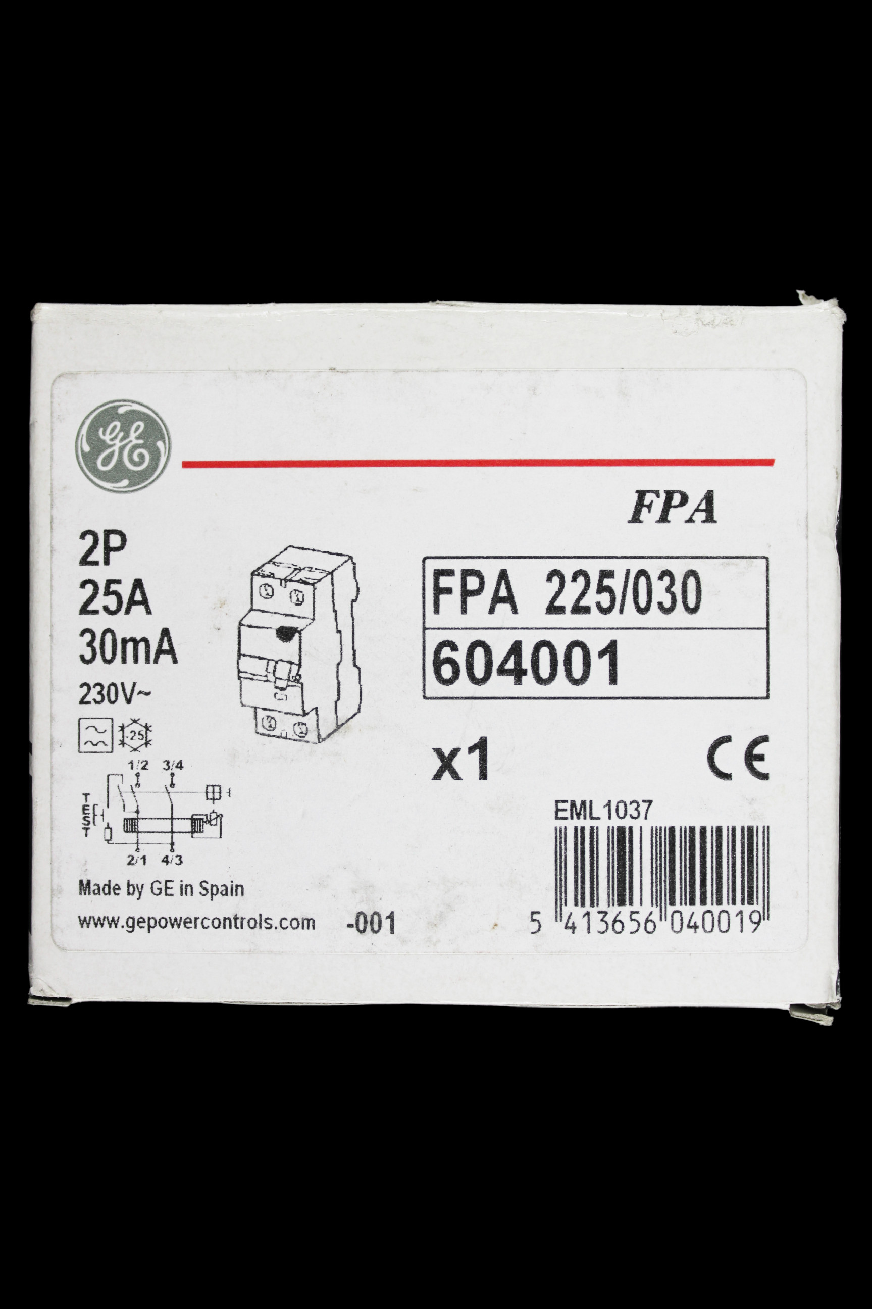 GENERAL ELECTRIC 25 AMP 30mA DOUBLE POLE RCD TYPE A 604001 FPA