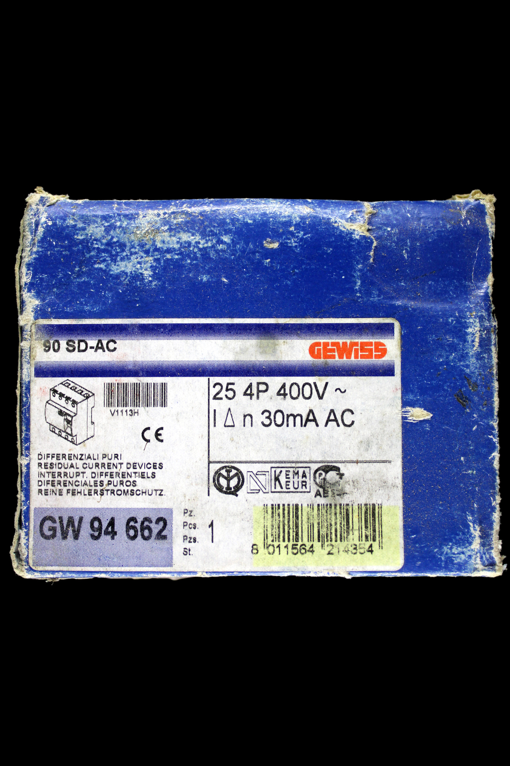 GEWISS 25 AMP 30mA FOUR POLE RCD TYPE AC GW 94662 90 SD-AC