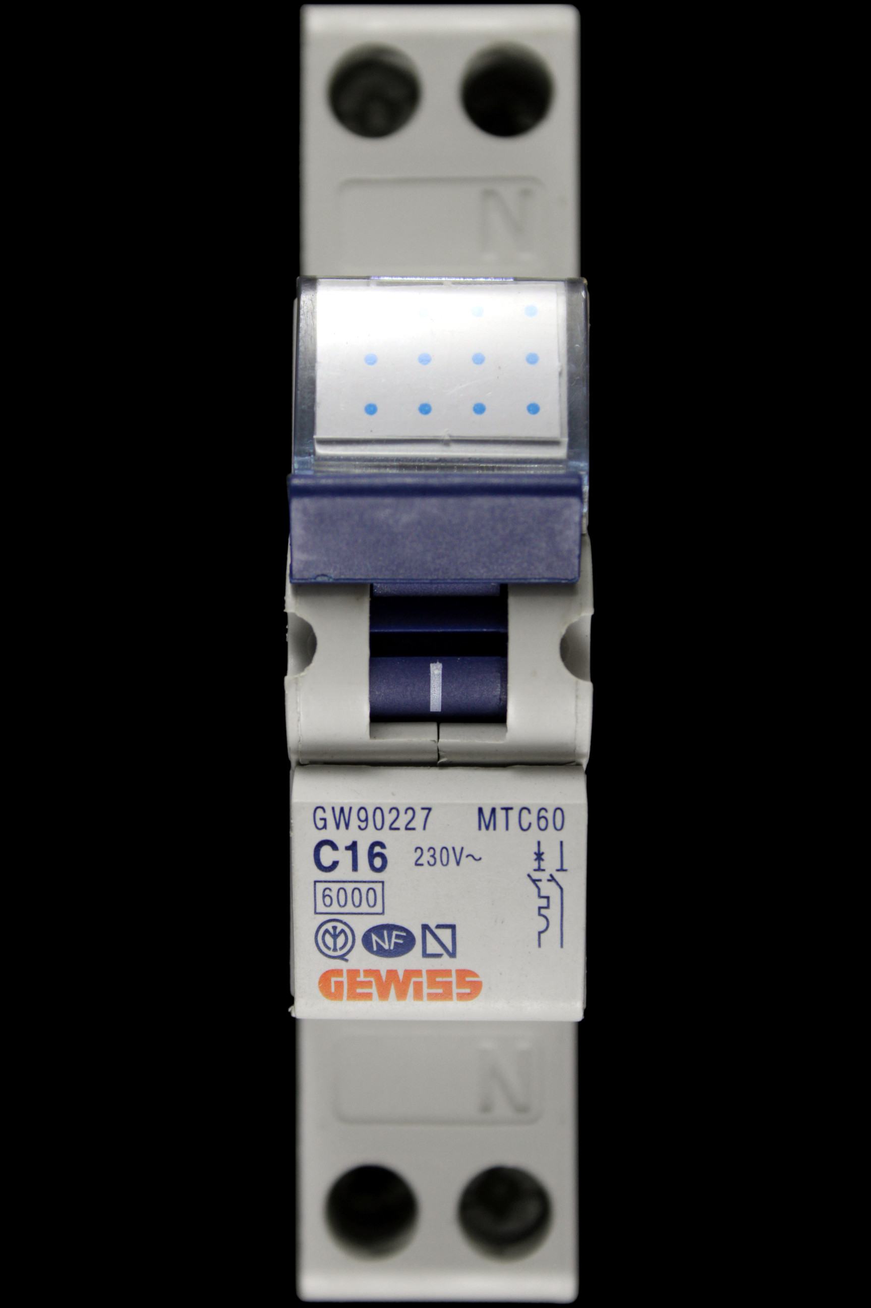 GEWISS 16 AMP CURVE C 6kA SP&N MCB CIRCUIT BREAKER GW90227 MTC60