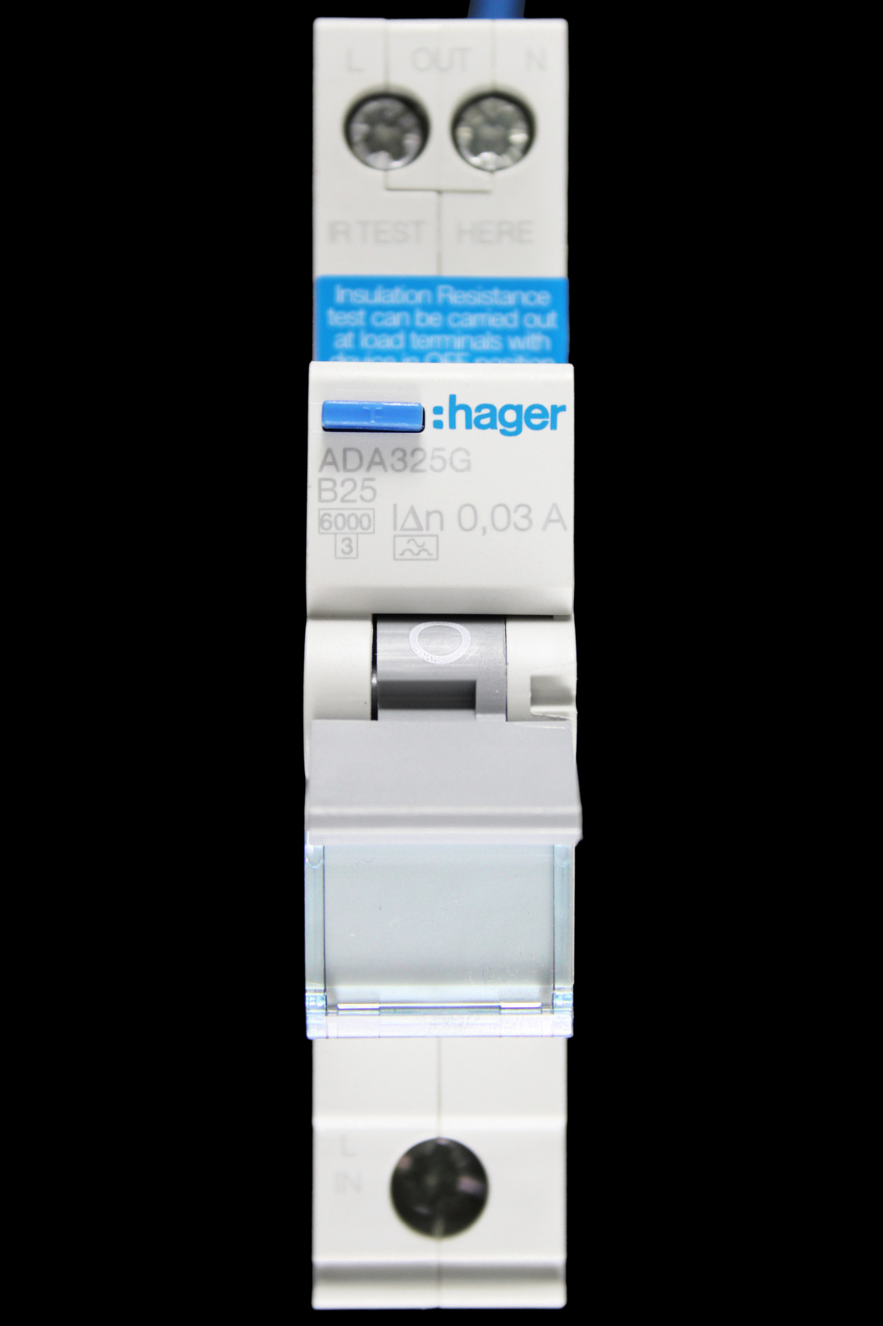 HAGER 25 AMP CURVE B 6kA 30mA RCBO TYPE A 101300 ADA325G