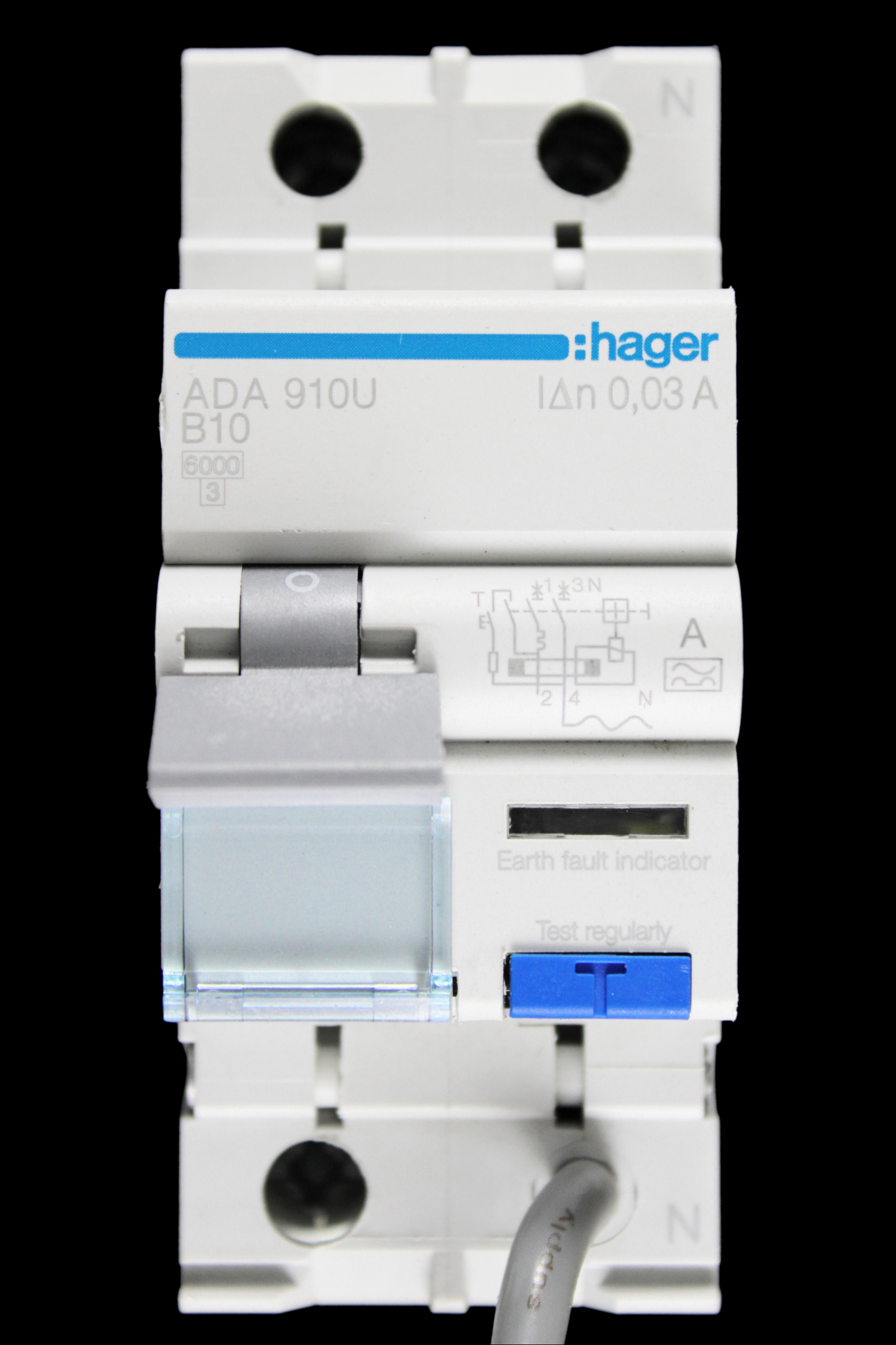 HAGER 10 AMP CURVE B 6kA 30mA DOUBLE POLE RCBO TYPE A ADA910U 101168