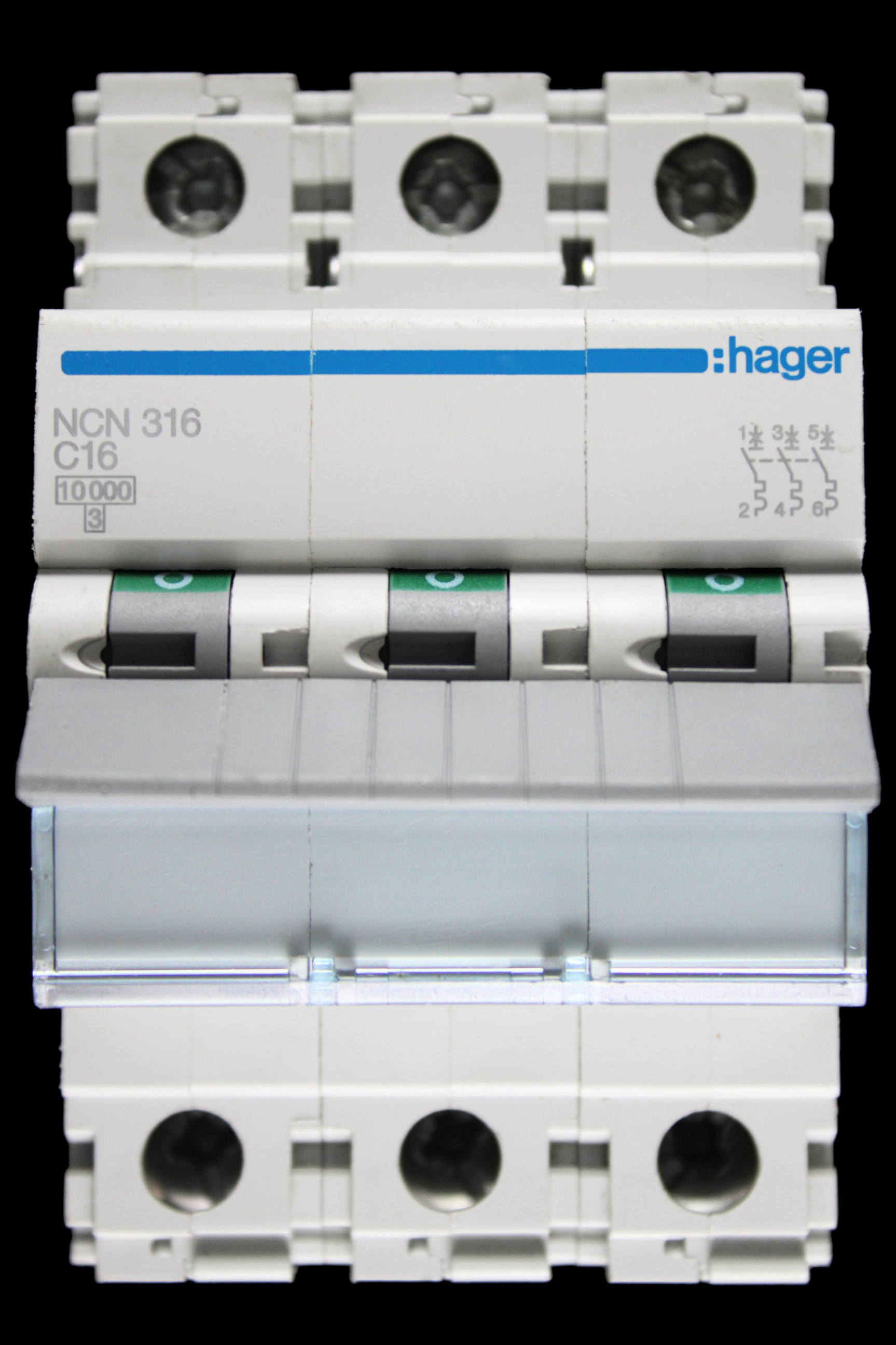 HAGER 16 AMP CURVE C 10kA TRIPLE POLE MCB CIRCUIT BREAKER NCN316 461492