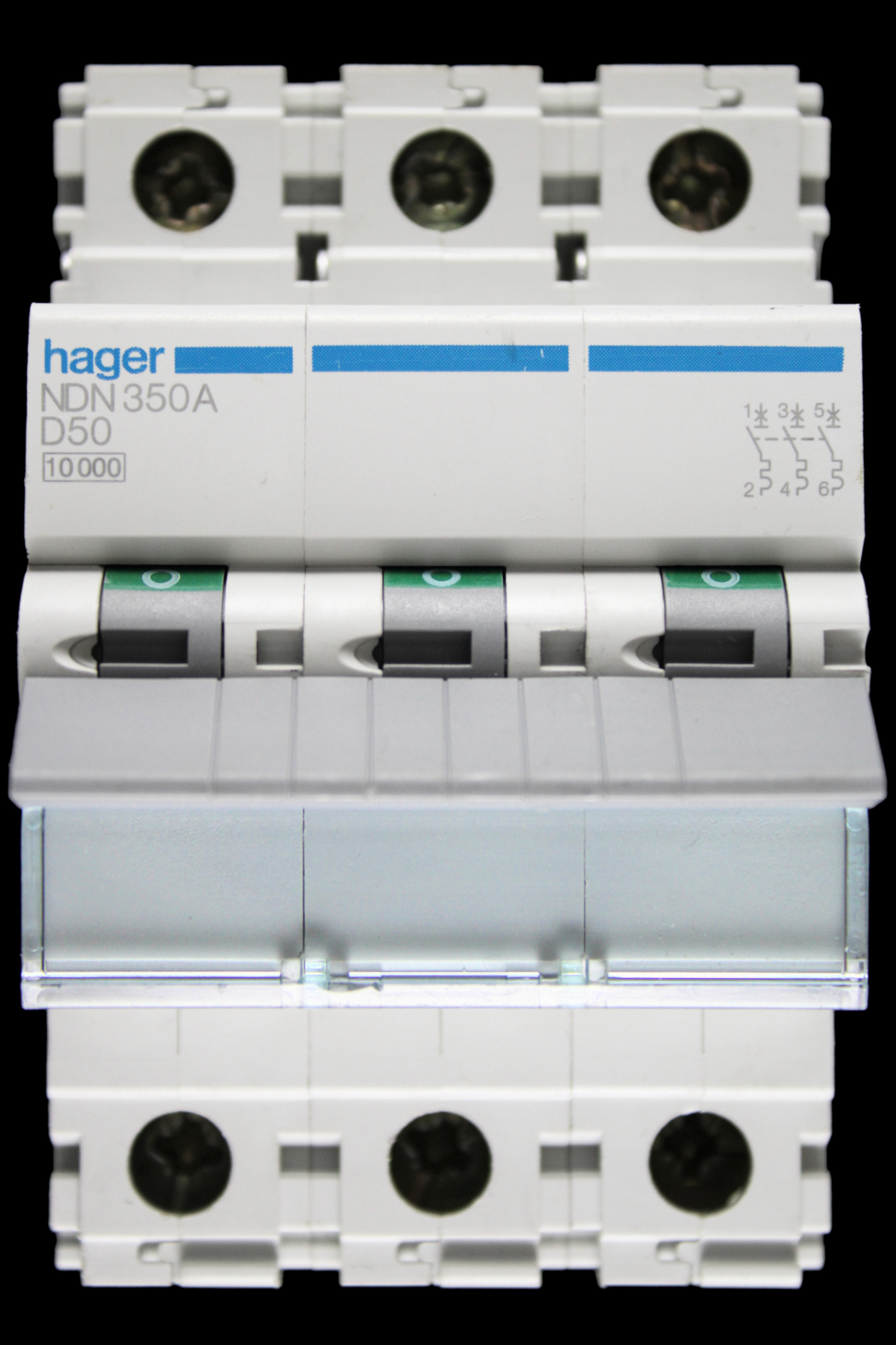 HAGER 50 AMP CURVE D 10kA TRIPLE POLE MCB CIRCUIT BREAKER NDN350A 461929