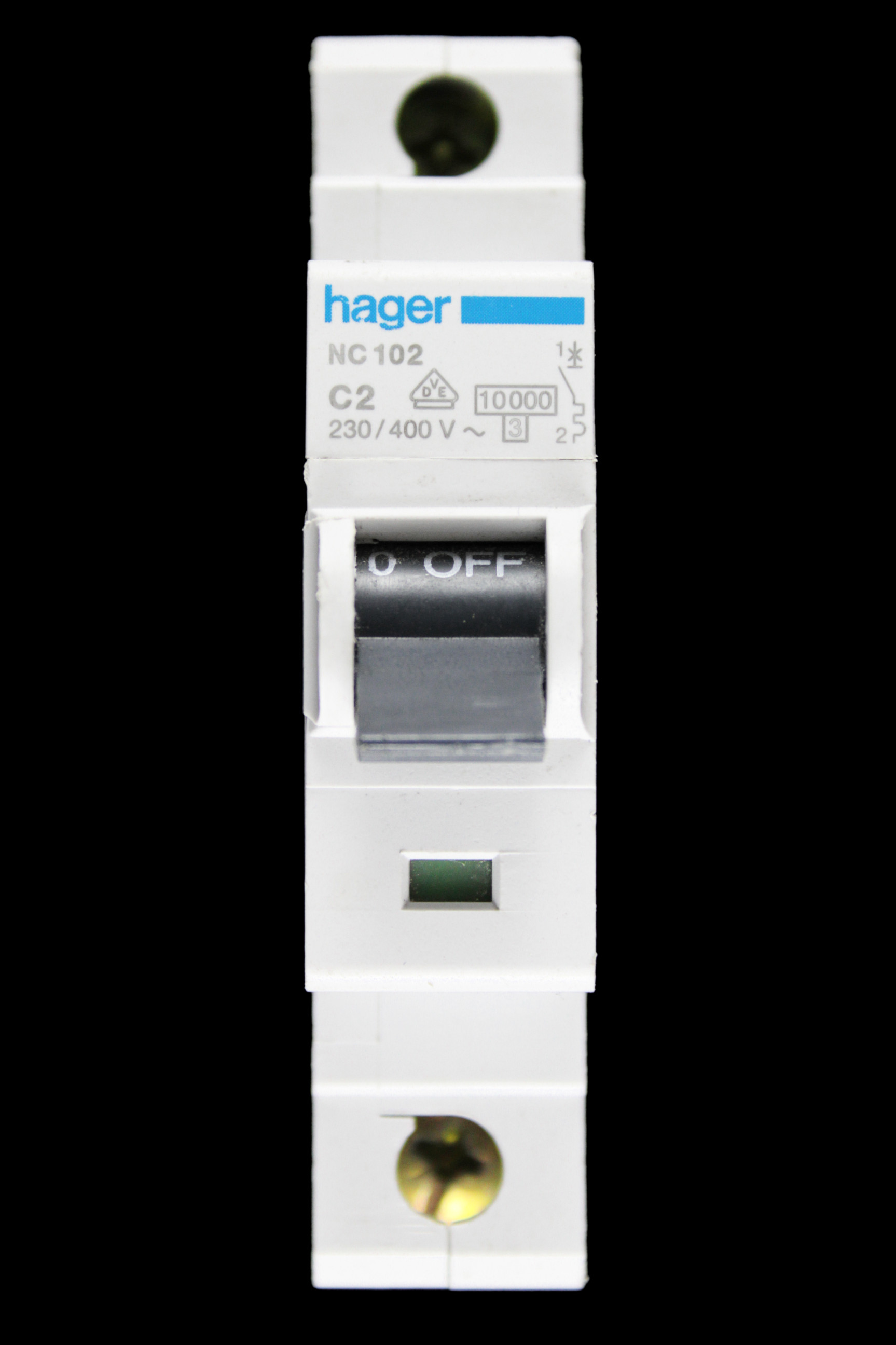 HAGER 2 AMP CURVE C 10kA MCB CIRCUIT BREAKER NC102 463102