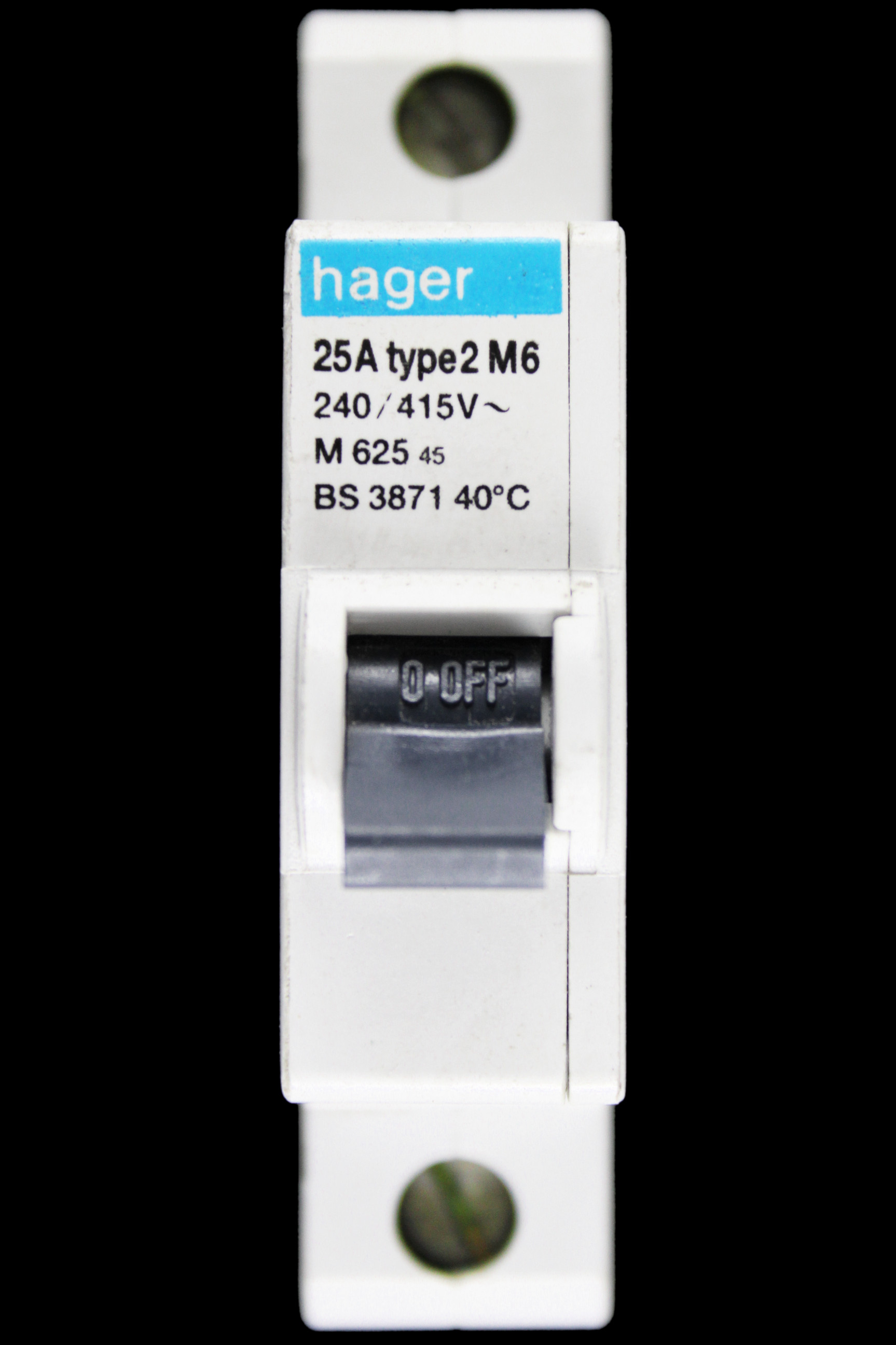 HAGER 25 AMP TYPE 2 M6 MCB CIRCUIT BREAKER M625 45