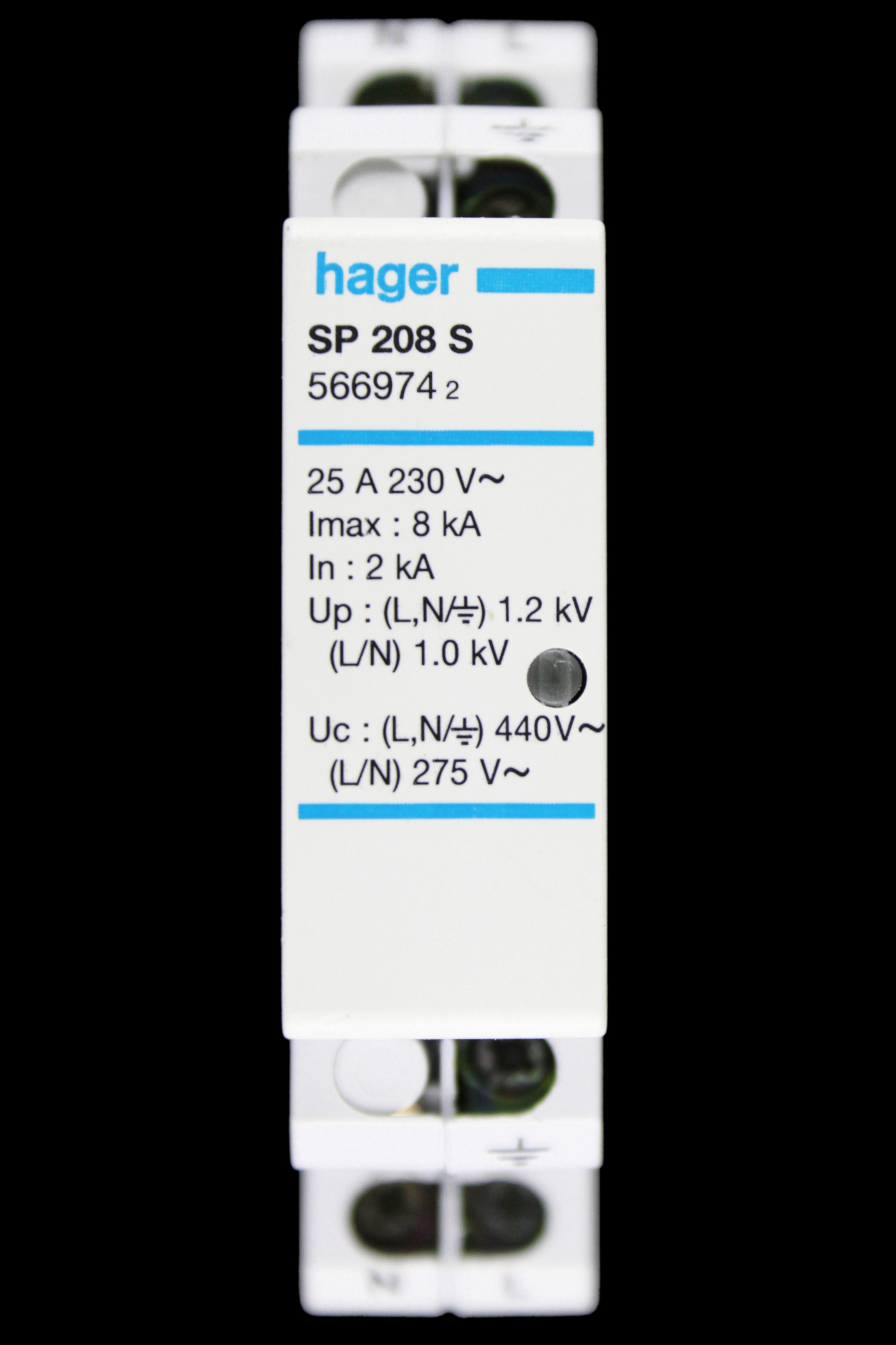 HAGER 25 AMP CLASS 2 SURGE PROTECTION DEVICE SPD SP208S 566974