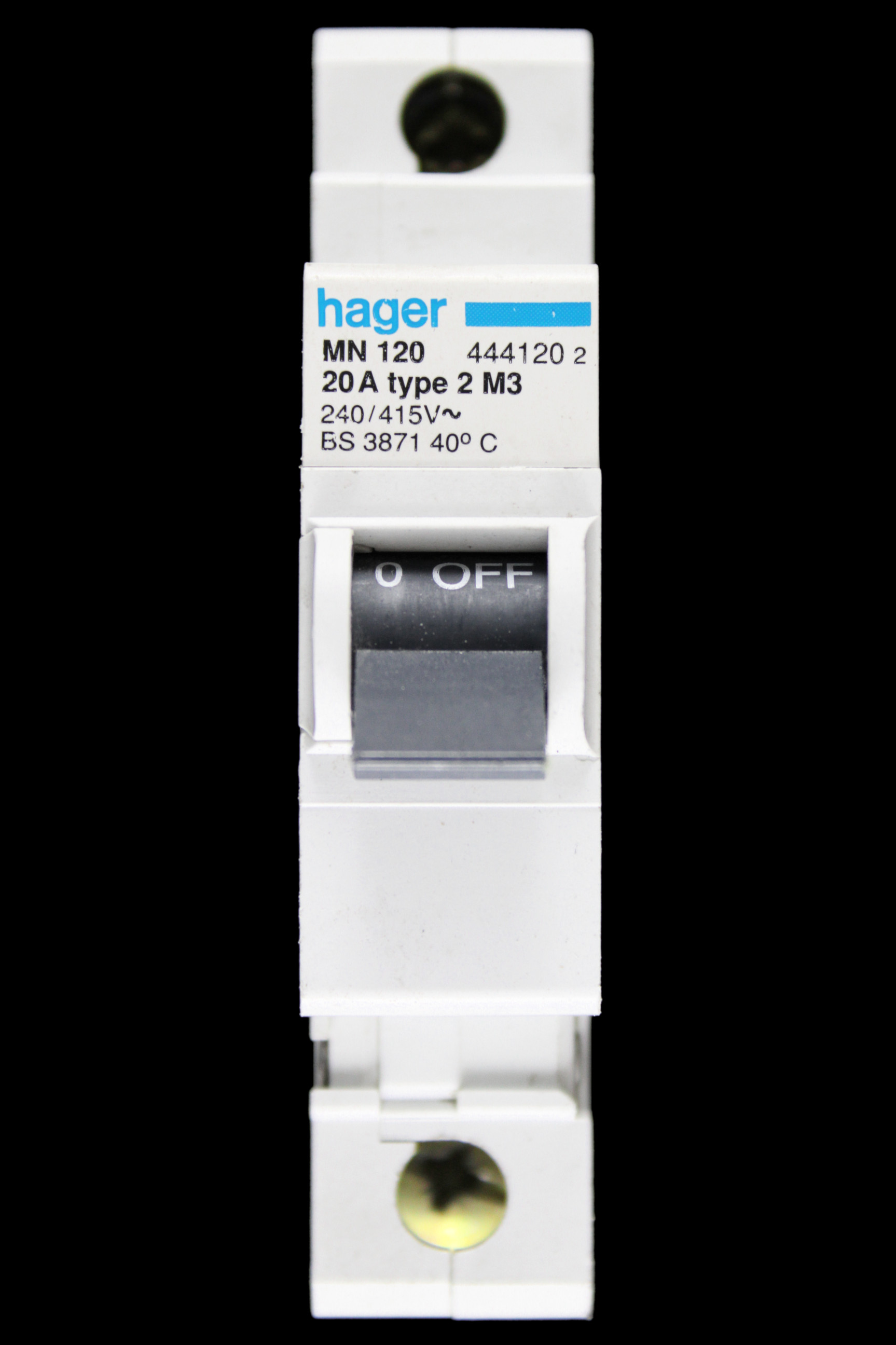 HAGER 20 AMP TYPE 2 M3 MCB CIRCUIT BREAKER MN120 444120