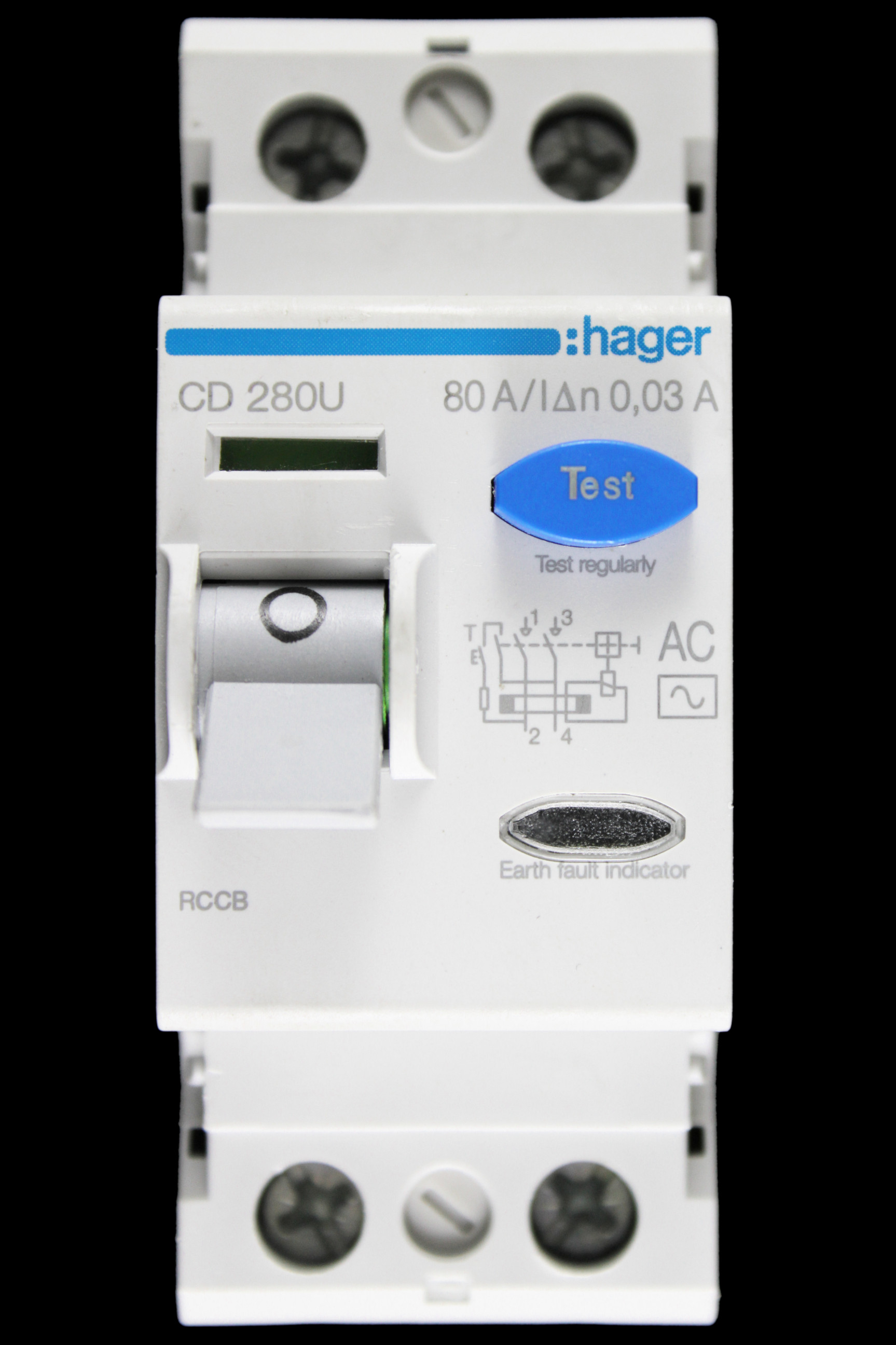HAGER 80 RCCB RCD DOUBLE POLE 30mA TYPE AC CD 280U 164354