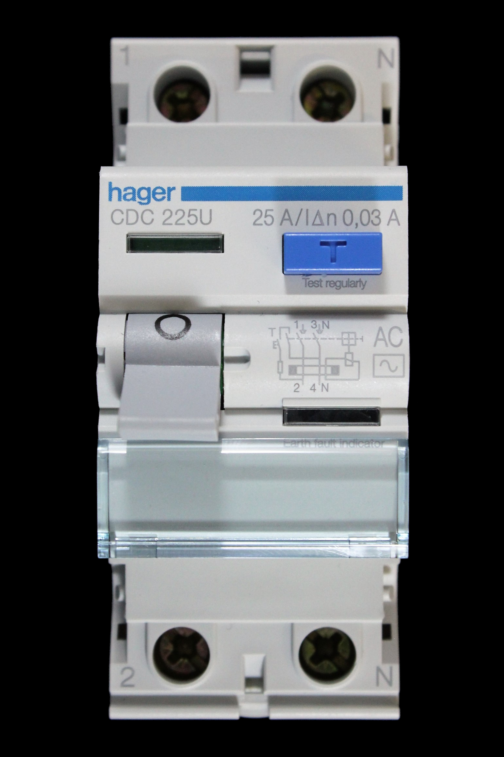 HAGER 25 AMP 30mA DOUBLE POLE RCD RCCB TYPE AC 161496 CDC225U