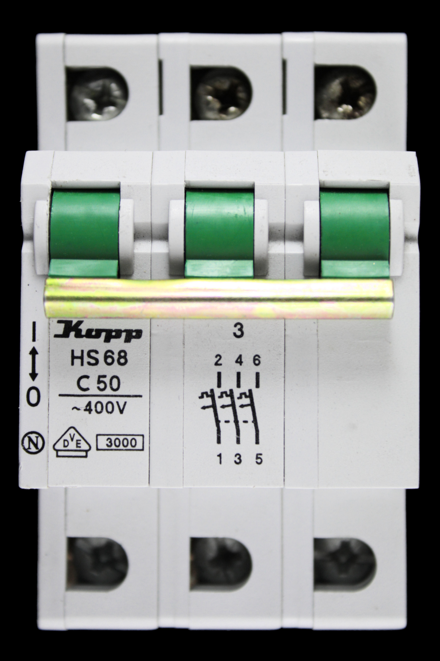 KOPP 50 AMP CURVE C 3kA TRIPLE POLE MCB CIRCUIT BREAKER HS68
